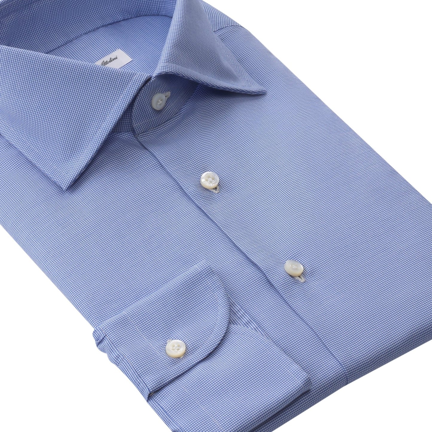 Cesare Attolini Tailored-Fit Houndstooth Cotton Shirt in Blue - SARTALE