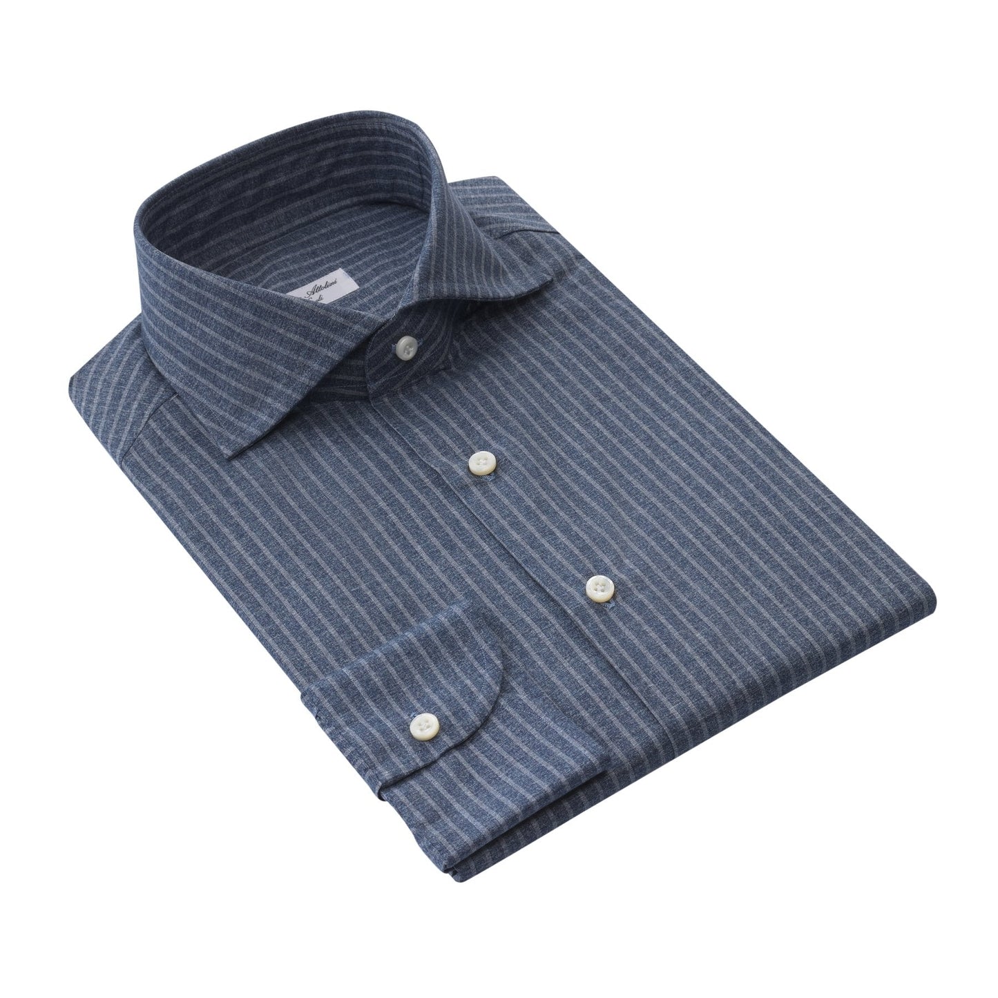 Cesare Attolini Tailored-Fit Striped Cotton Shirt in Dark Blue - SARTALE