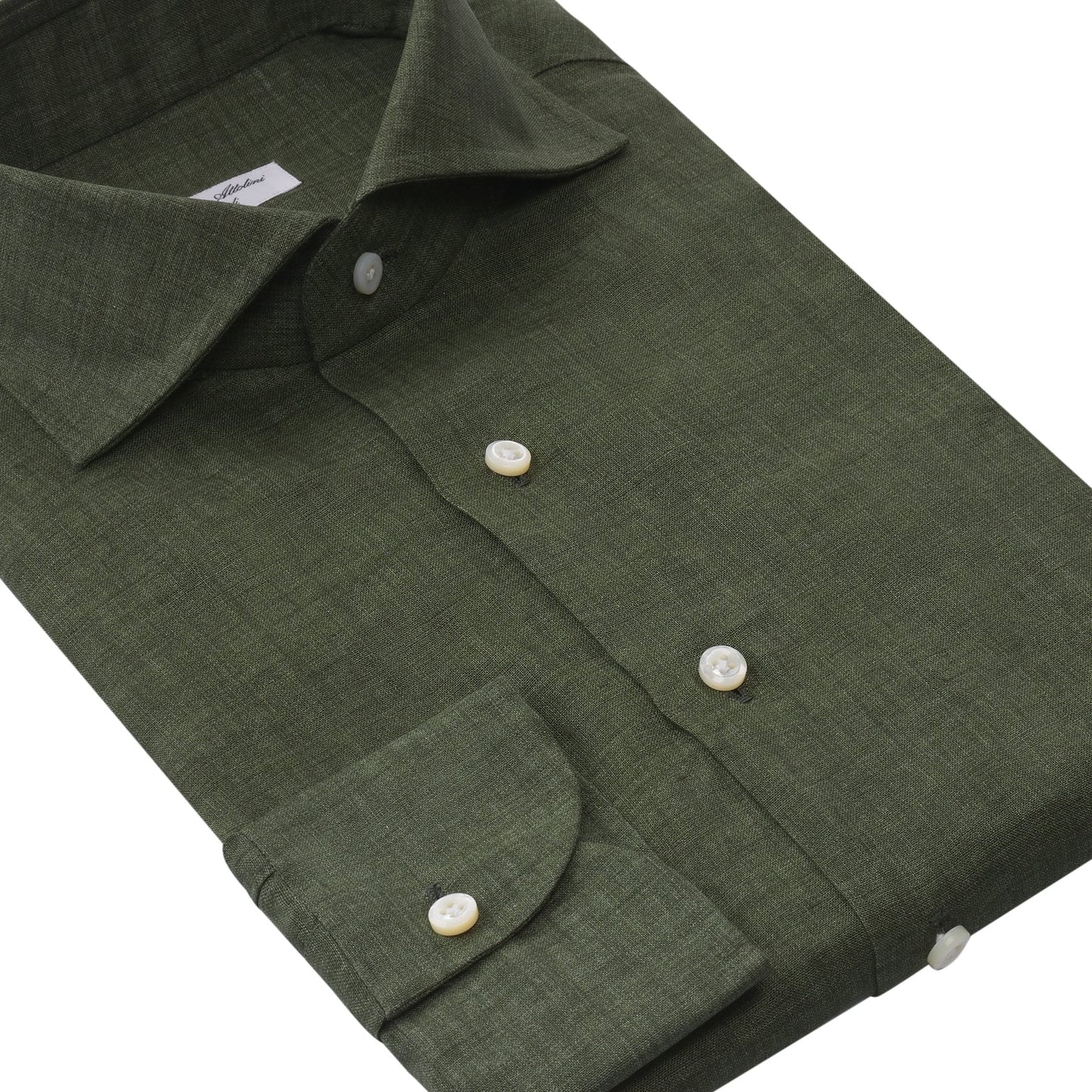 Cesare Attolini Tailored-Fit Linen Shirt in Olive Green - SARTALE