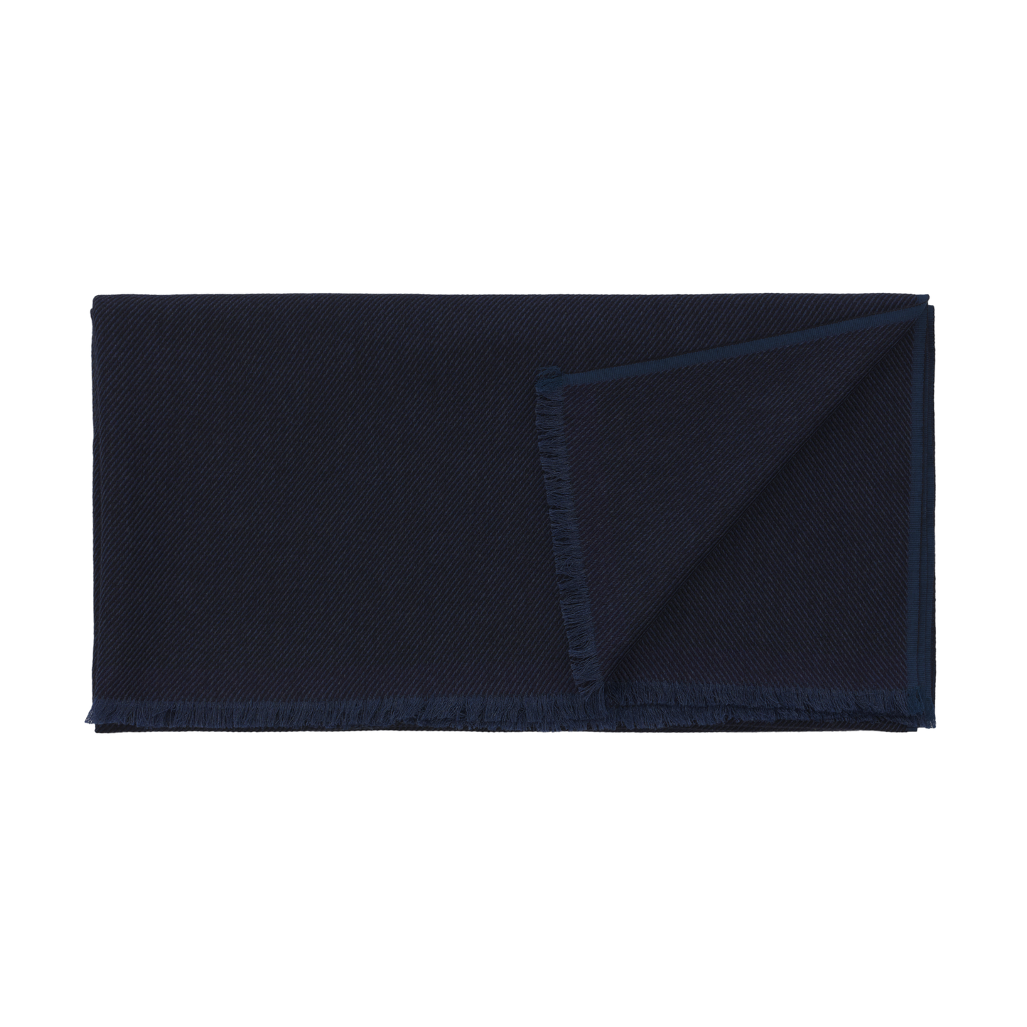 Cesare Attolini Fringed Cashmere, Silk and Cotton-Blend Scarf in Dark Blue - SARTALE