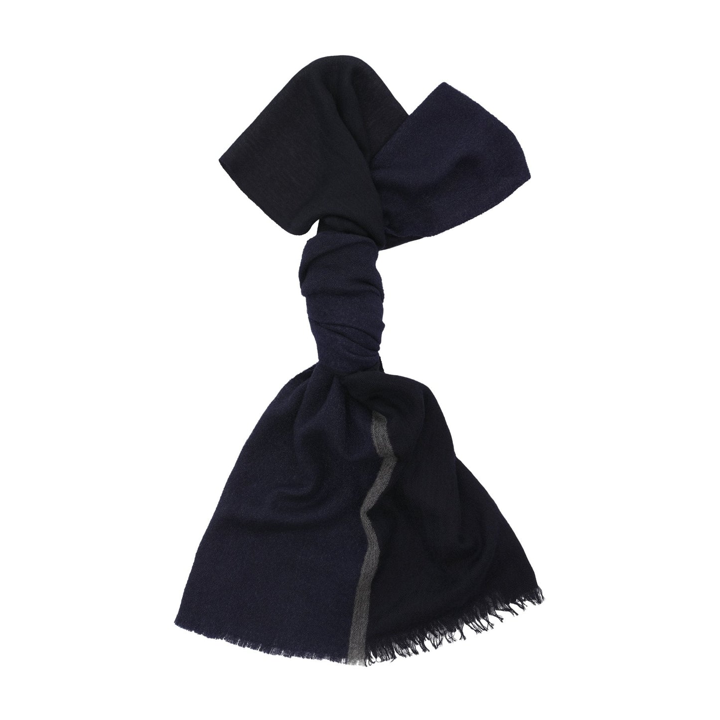 Cesare Attolini Fringed Cashmere and Silk-Blend Scarf in Dark Blue - SARTALE