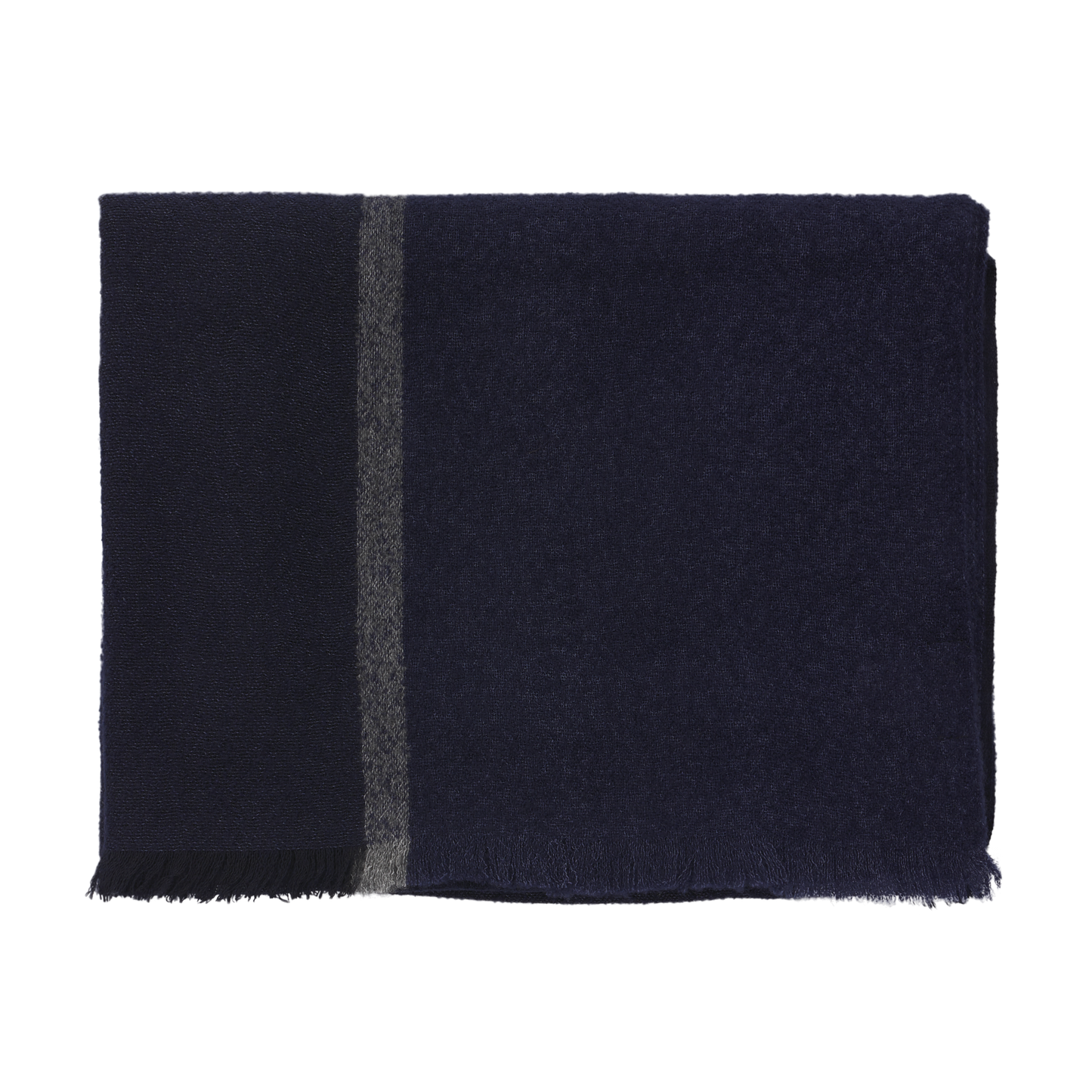 Cesare Attolini Fringed Cashmere and Silk-Blend Scarf in Dark Blue - SARTALE