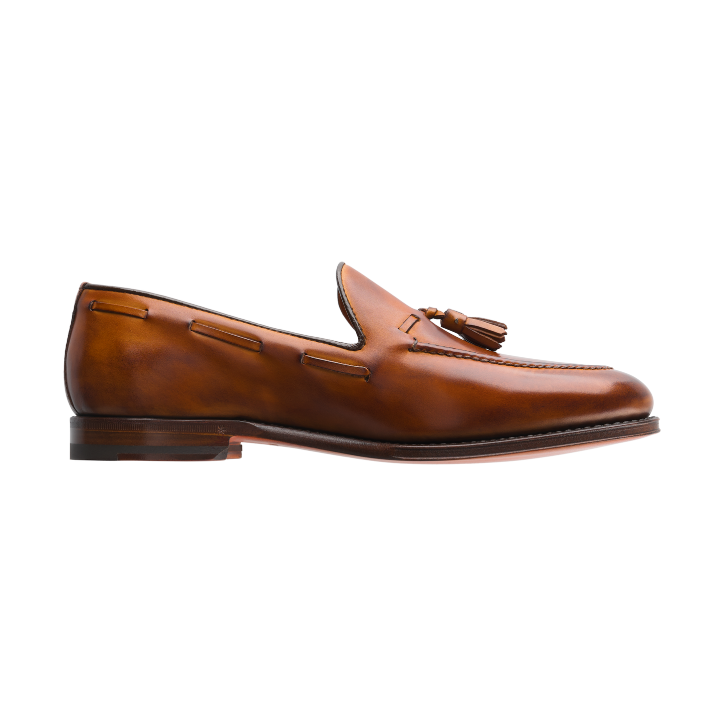 Bontoni «Conte Massimo» Leather Tassel Loafer with Hand-Stitched Apron in Cognac - SARTALE