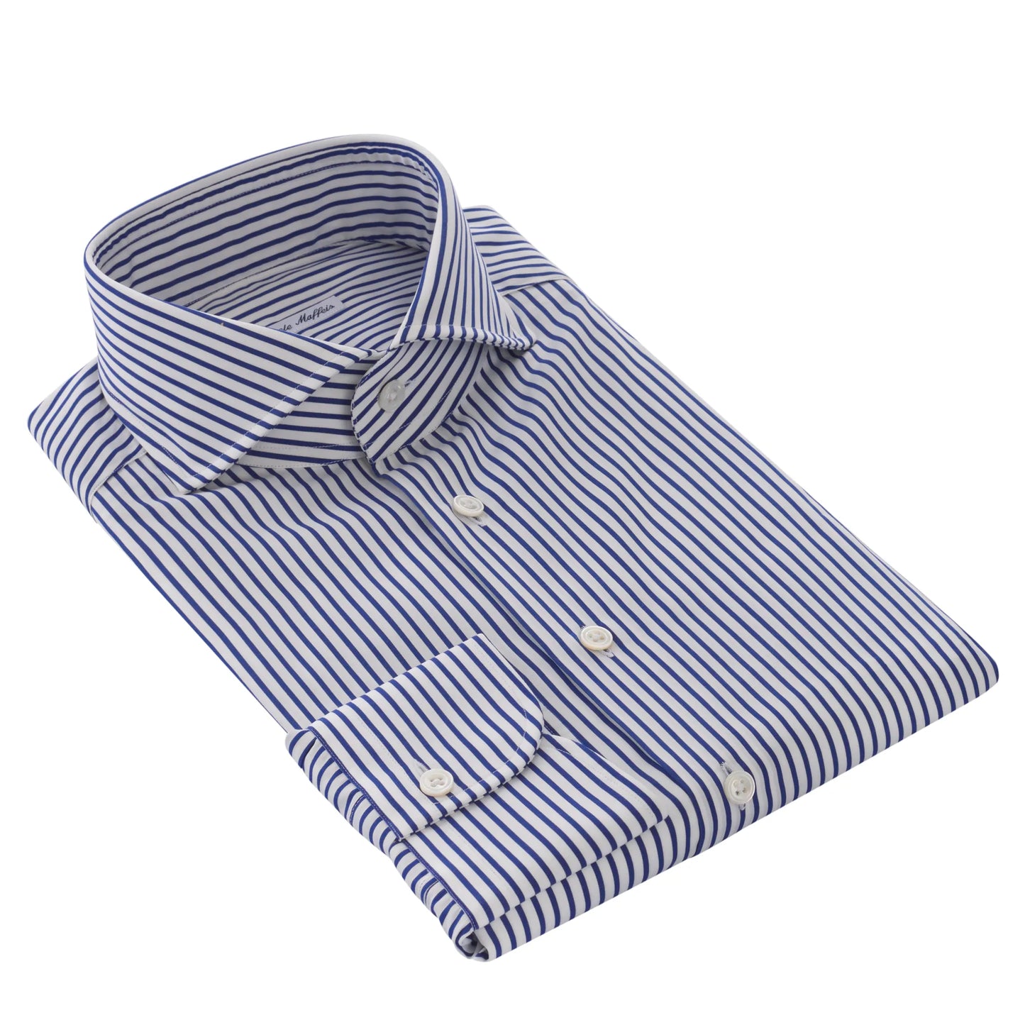 Striped Blue and White Shirt with Shark Collar