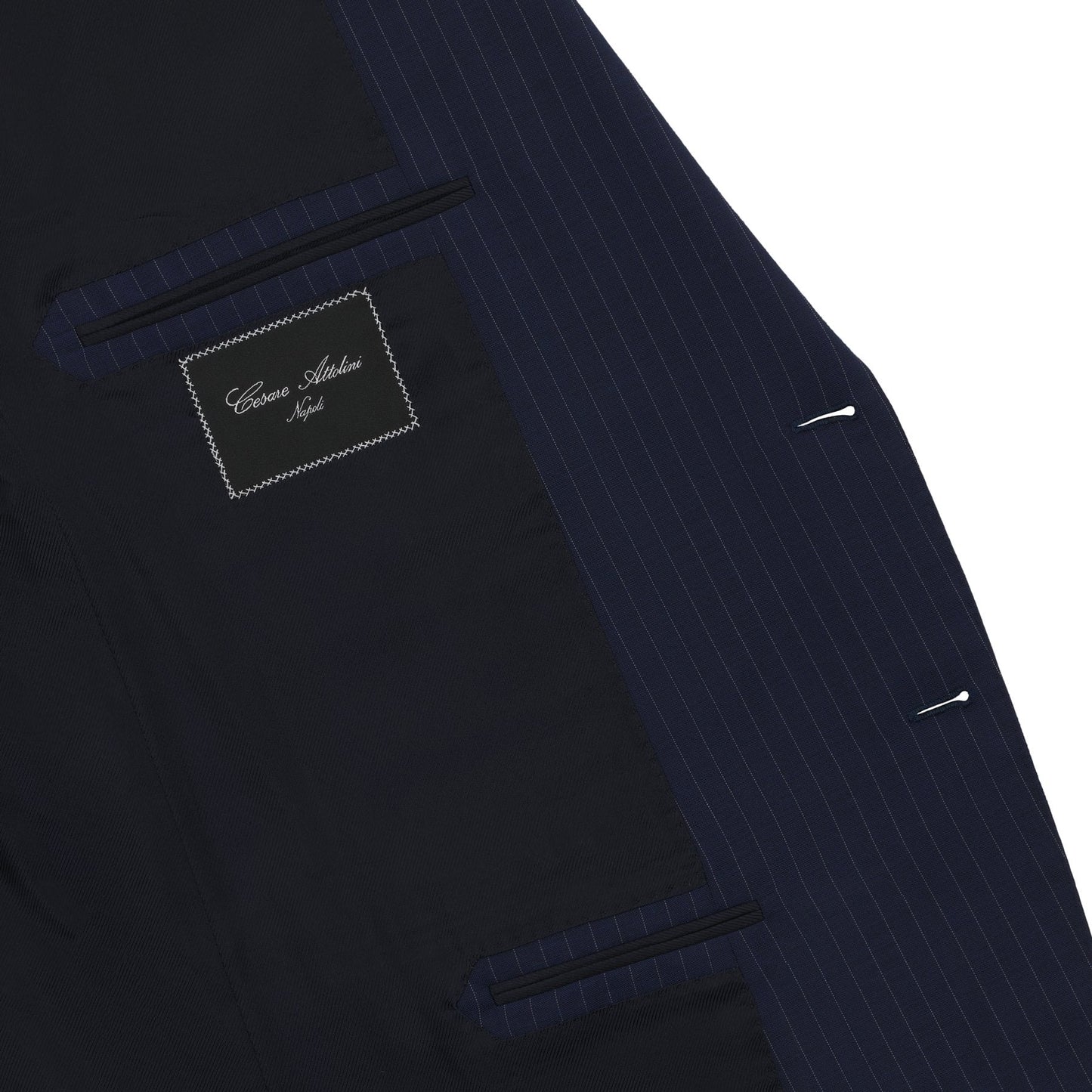 Cesare Attolini Single-Breasted Striped Wool Suit in Blue - SARTALE