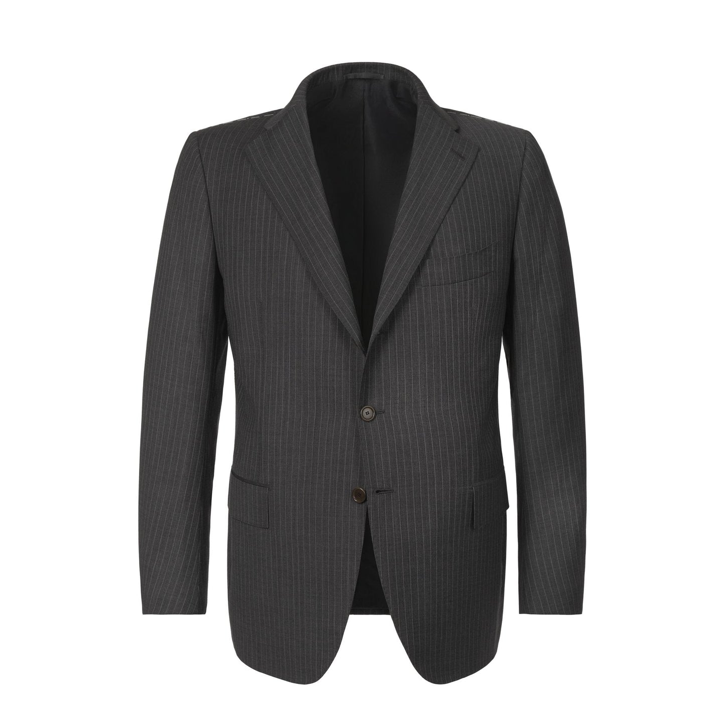 Single-Breasted Striped Wool Suit in Grey Cesare Attolini - Sartale