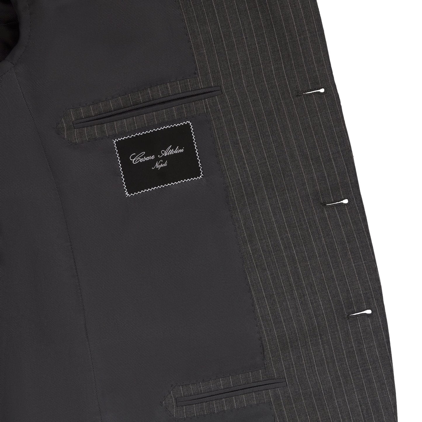 Single-Breasted Striped Wool Suit in Grey