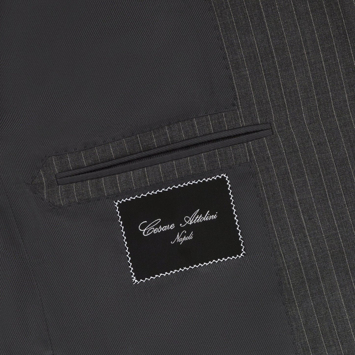 Single-Breasted Striped Wool Suit in Grey