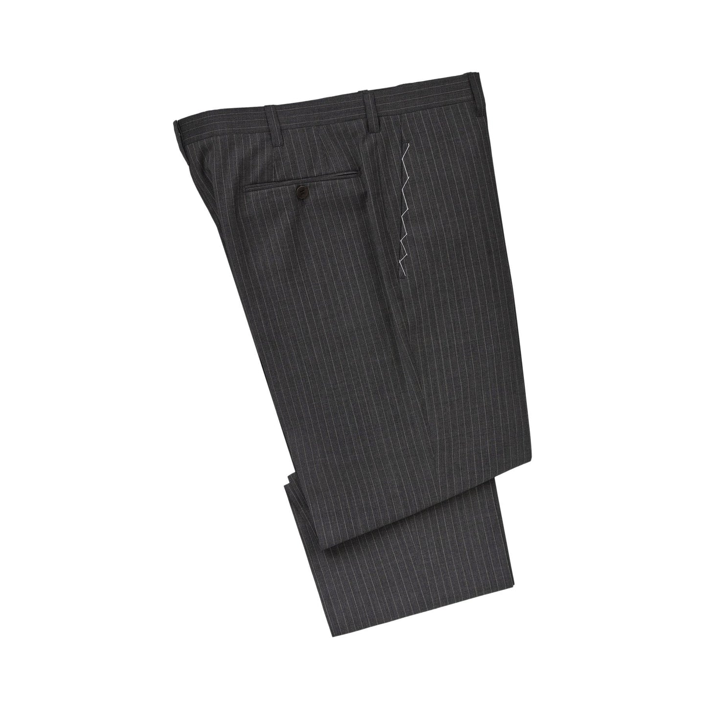 Single-Breasted Striped Wool Suit in Grey
