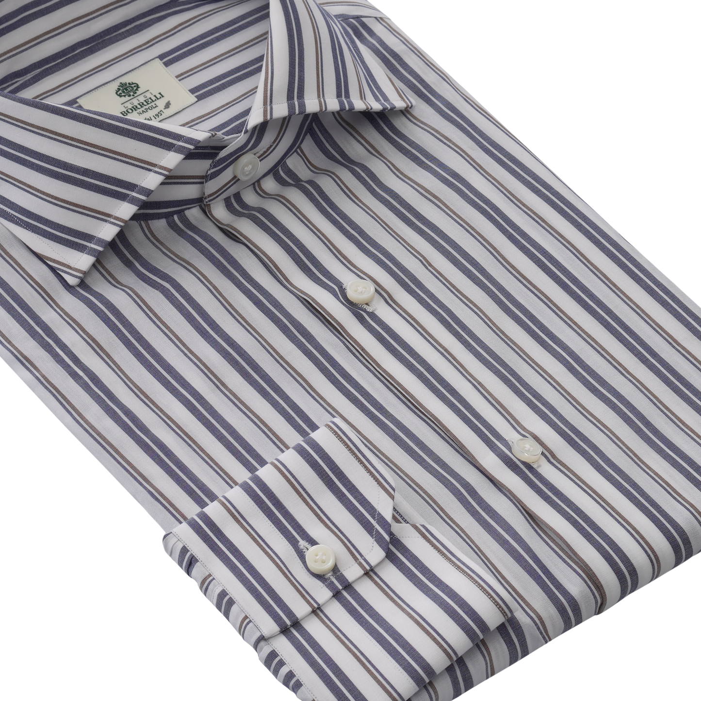 Luigi Borrelli Striped Cotton Shirt in White and Blue - SARTALE