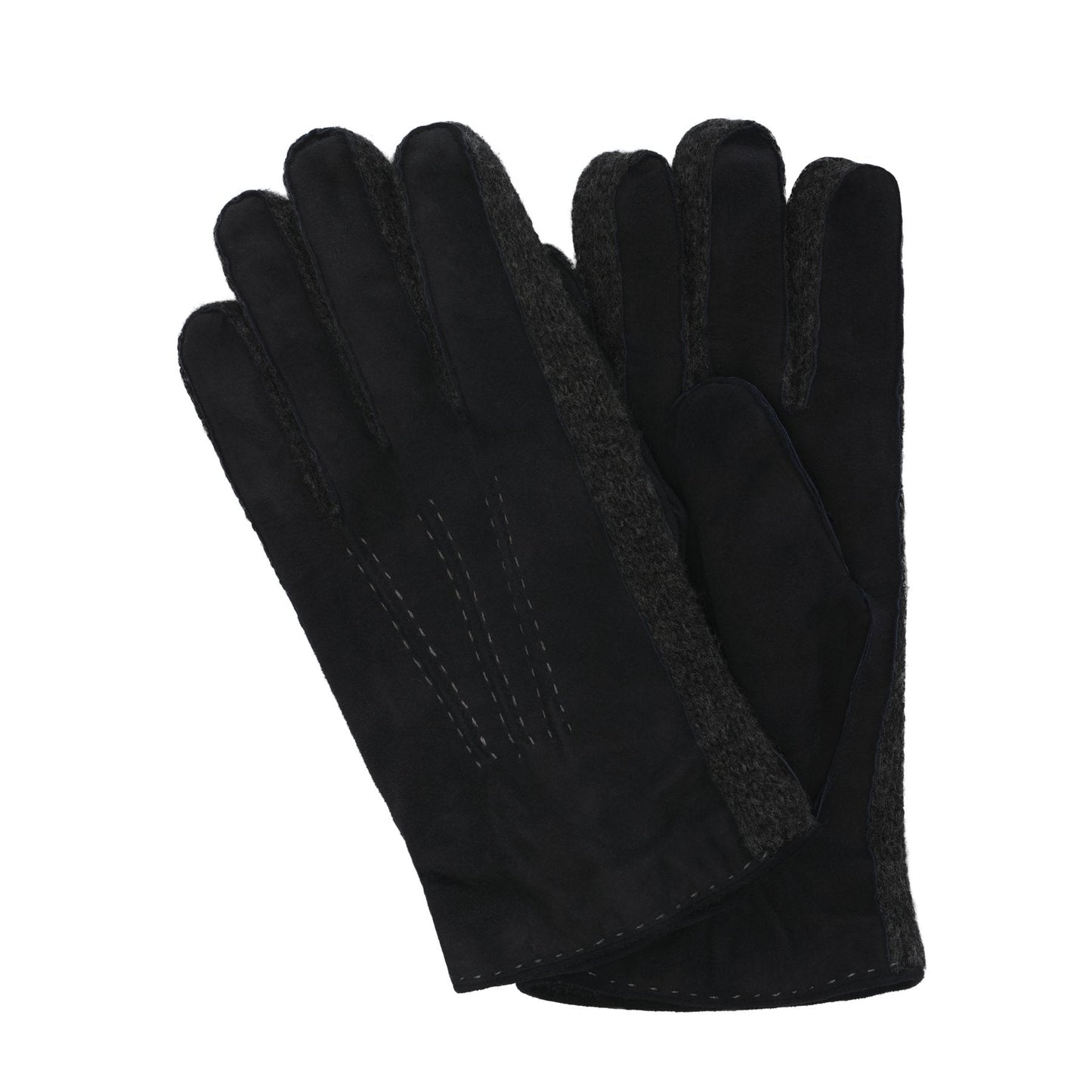 Emanuele Maffeis Cashmere-Lined Suede Gloves in Dark Blue - SARTALE