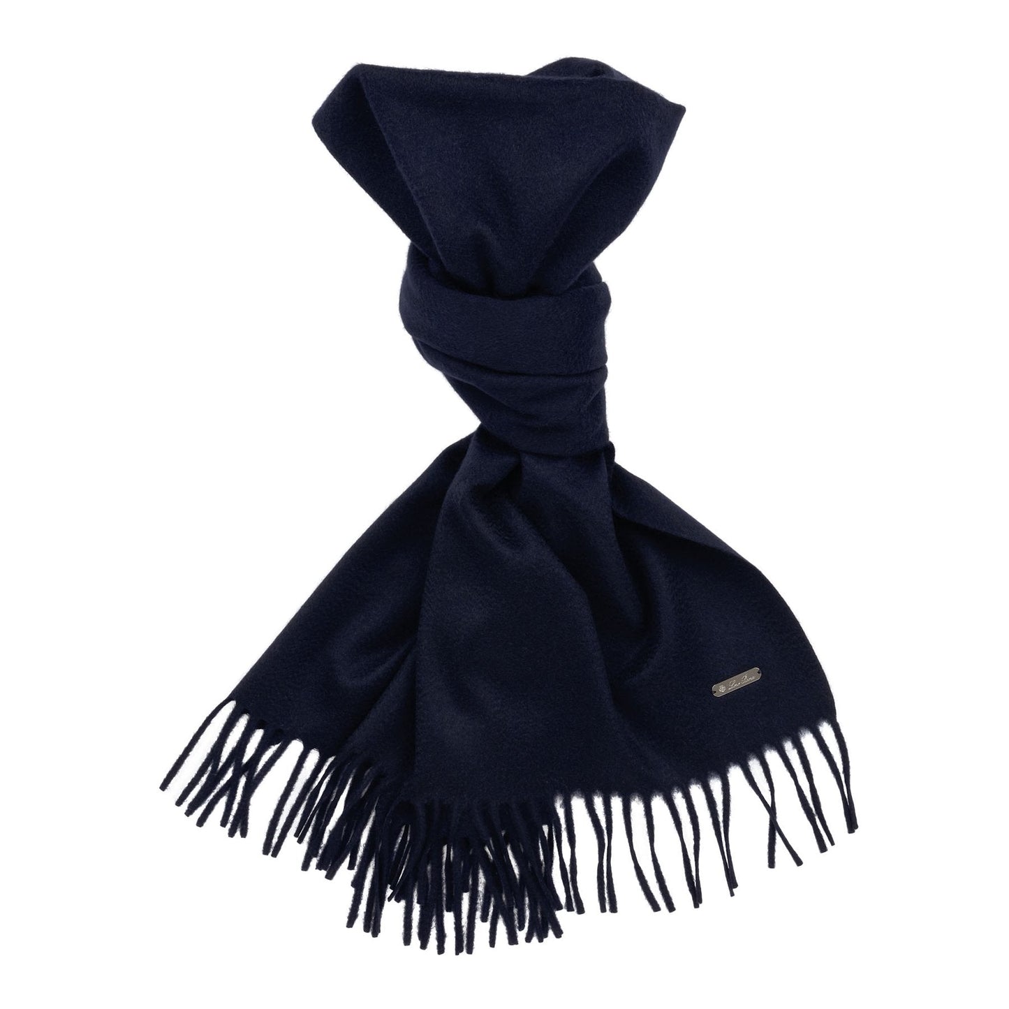 Loro Piana Fringed Cashmere Scarf in Dark Blue (2) - SARTALE