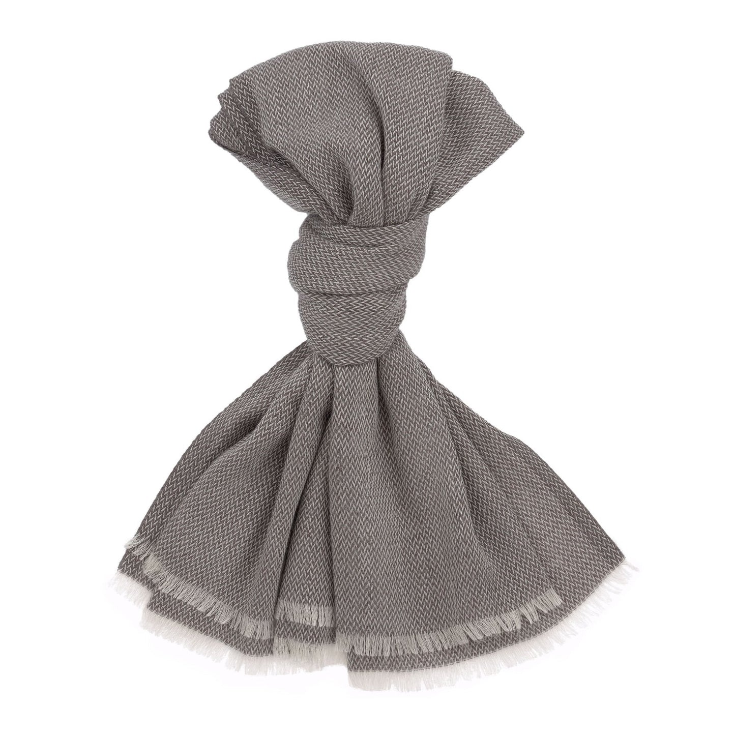 Loro Piana Cashmere, Wool and Silk-Blend Herringbone Scarf in Taupe - SARTALE
