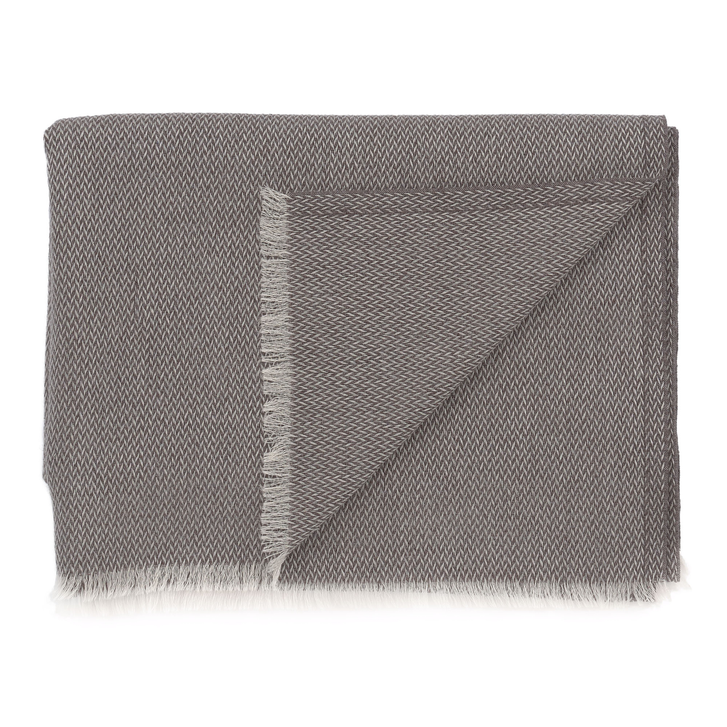 Loro Piana Cashmere, Wool and Silk-Blend Herringbone Scarf in Taupe - SARTALE
