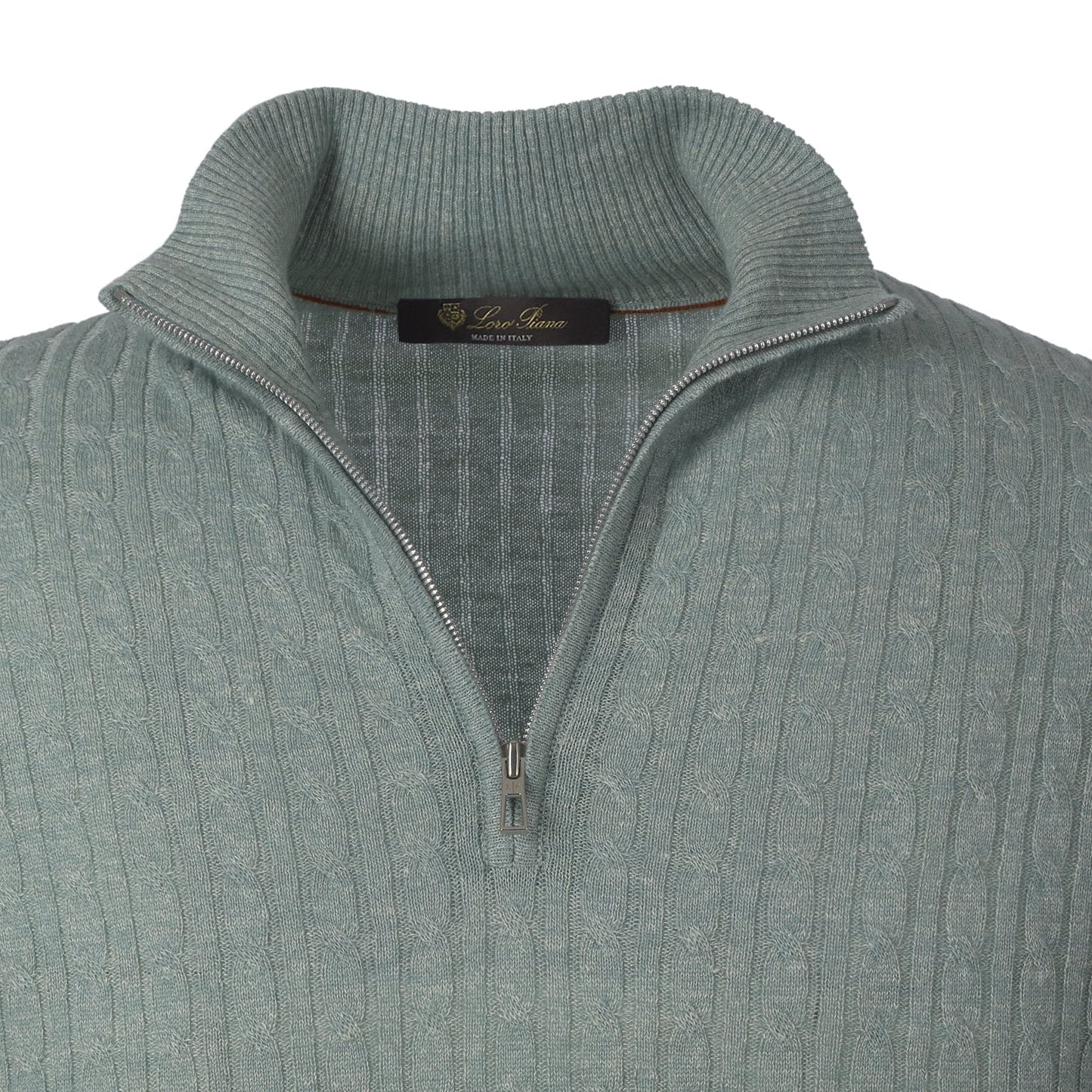 Loro Piana Cashmere, Linen and Silk-Blend Cable-Knit Sweater in Light Green - SARTALE