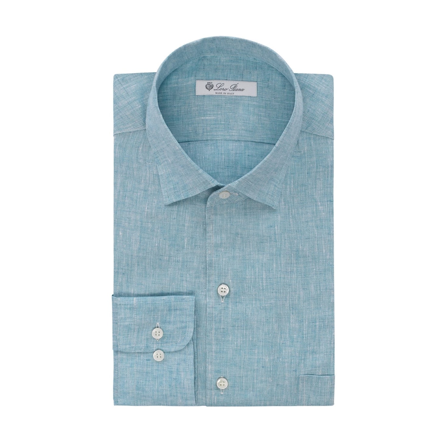 Loro Piana Linen Shirt with Chest Pocket in Sky Blue - SARTALE