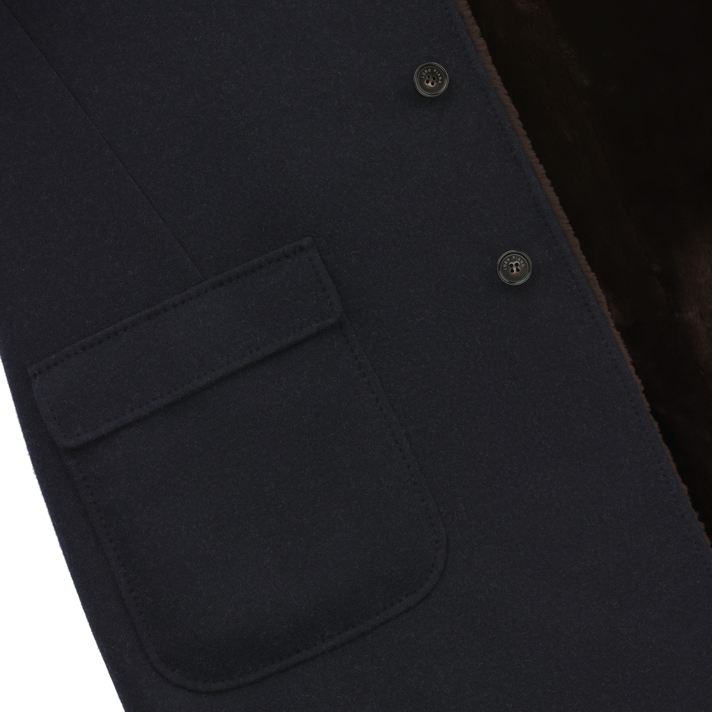 Loro Piana Cashmere-Blend Coat with Nutria Fur Lining in Dark Blue - SARTALE