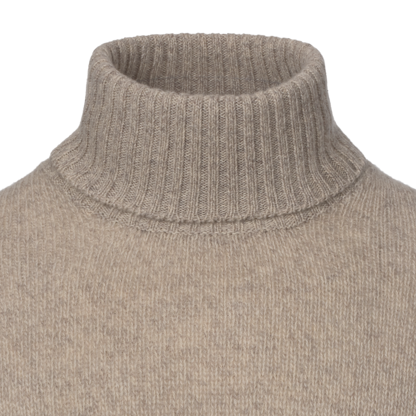 Turtleneck Knitted Cashmere Sweater in Beige