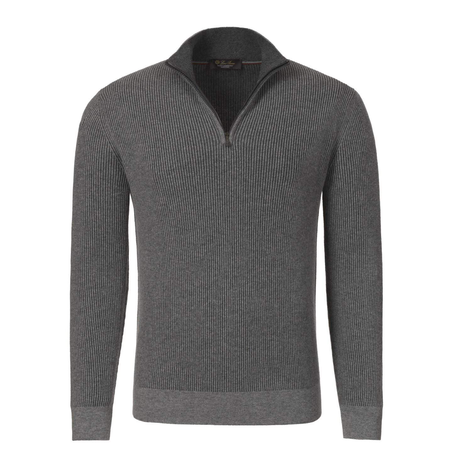 Ribbed Knitted Cashmere Sweater in Grey