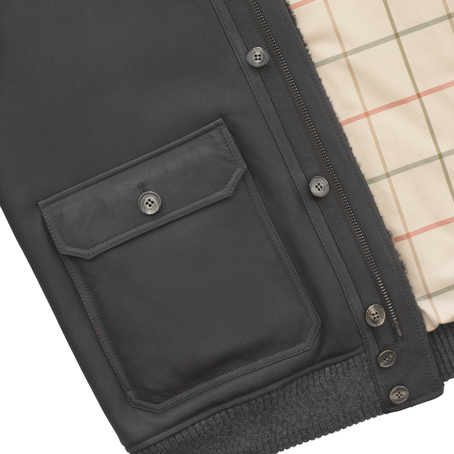Loro Piana Leather and Cashmere Bomber Jacket in Grey - SARTALE