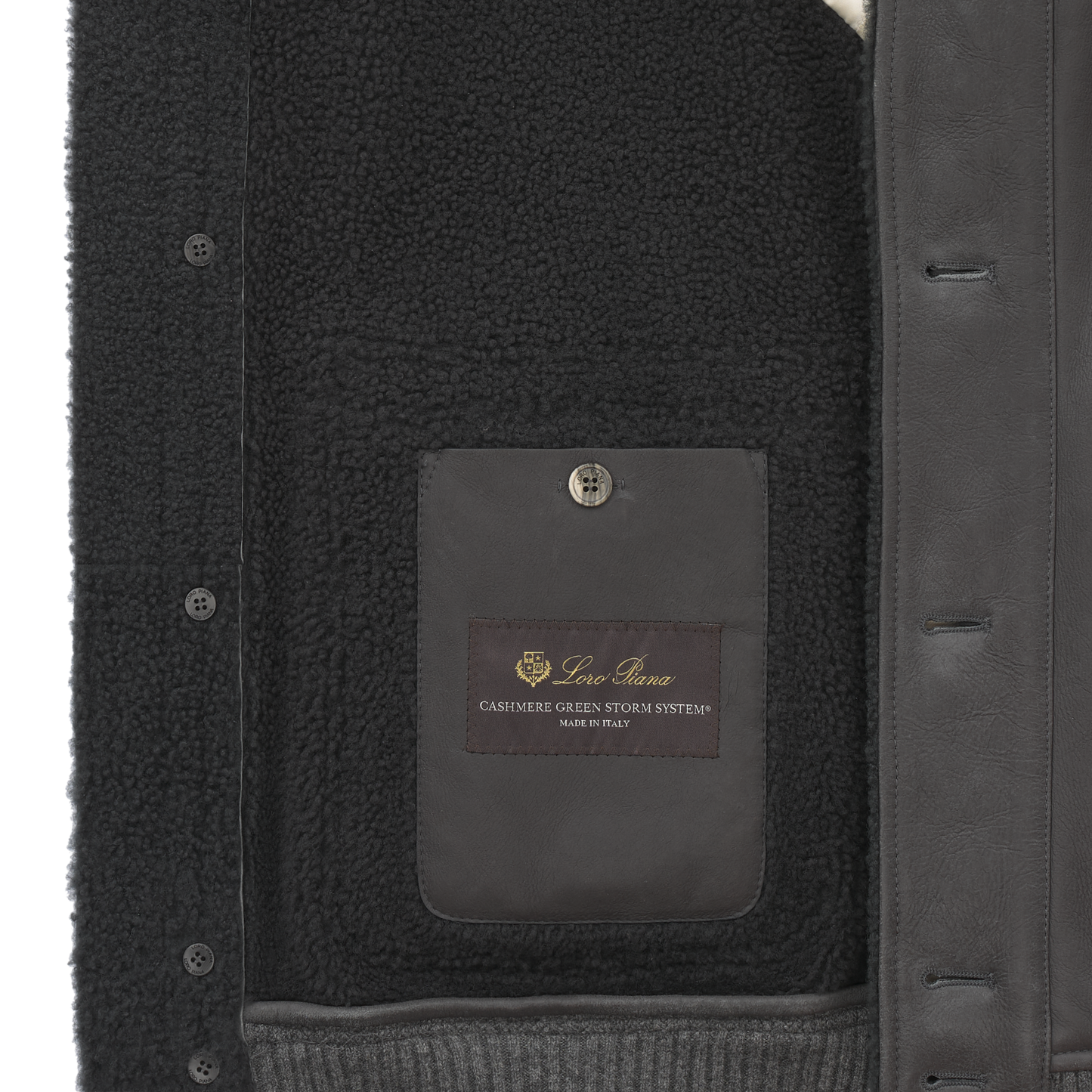 Loro Piana Leather and Cashmere Bomber Jacket in Grey - SARTALE