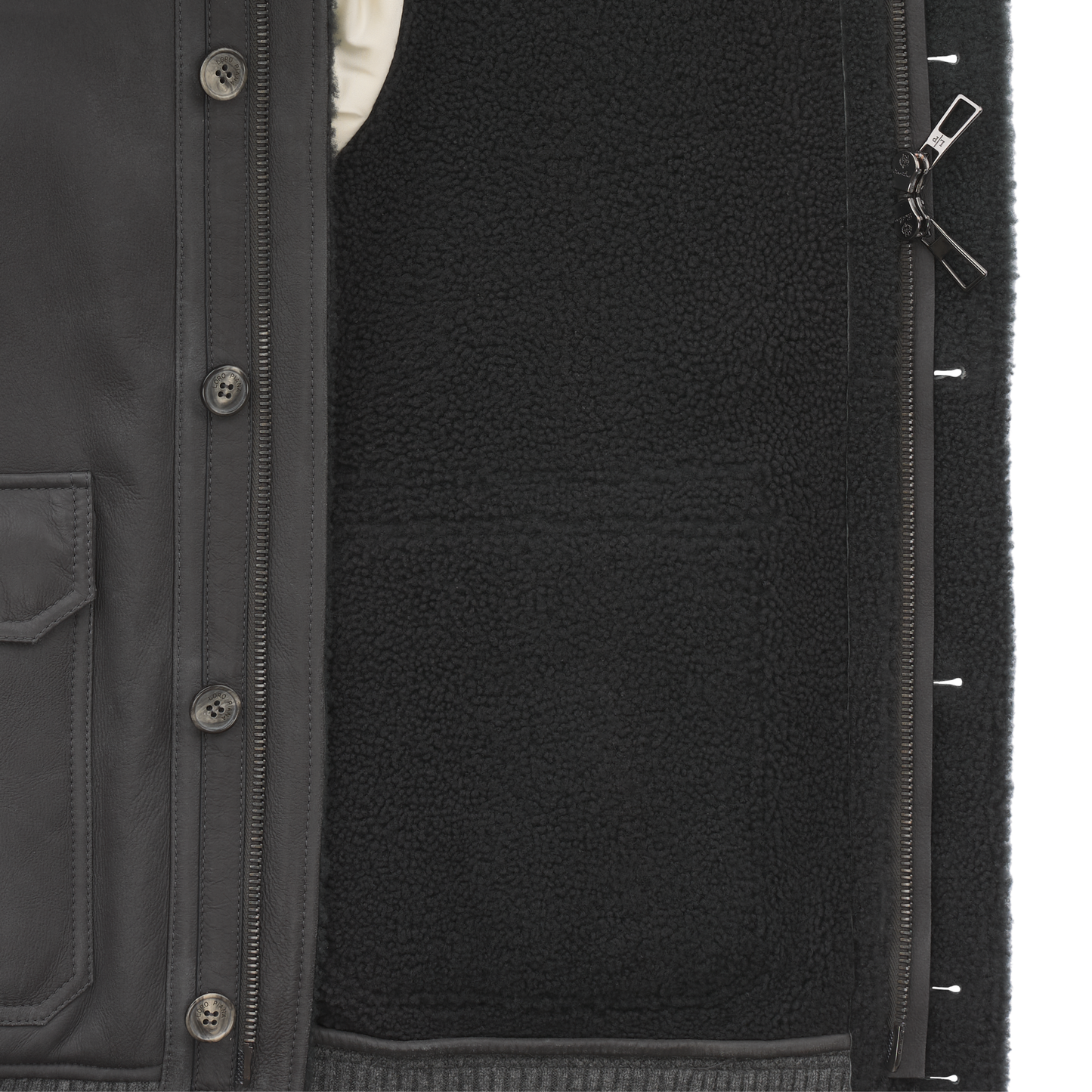 Loro Piana Leather and Cashmere Bomber Jacket in Grey - SARTALE