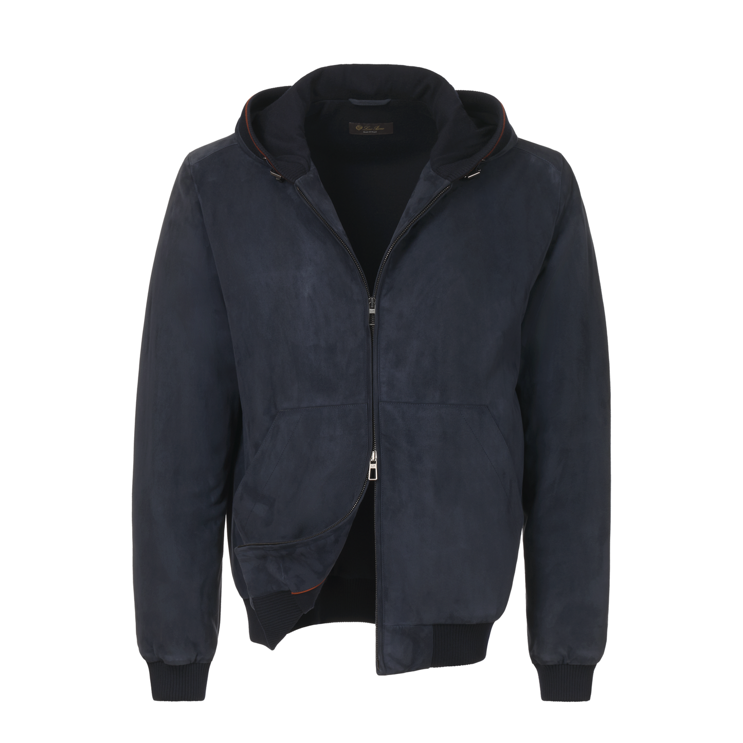 Loro Piana Suede Hooded Bomber Jacket in Dark Blue - SARTALE