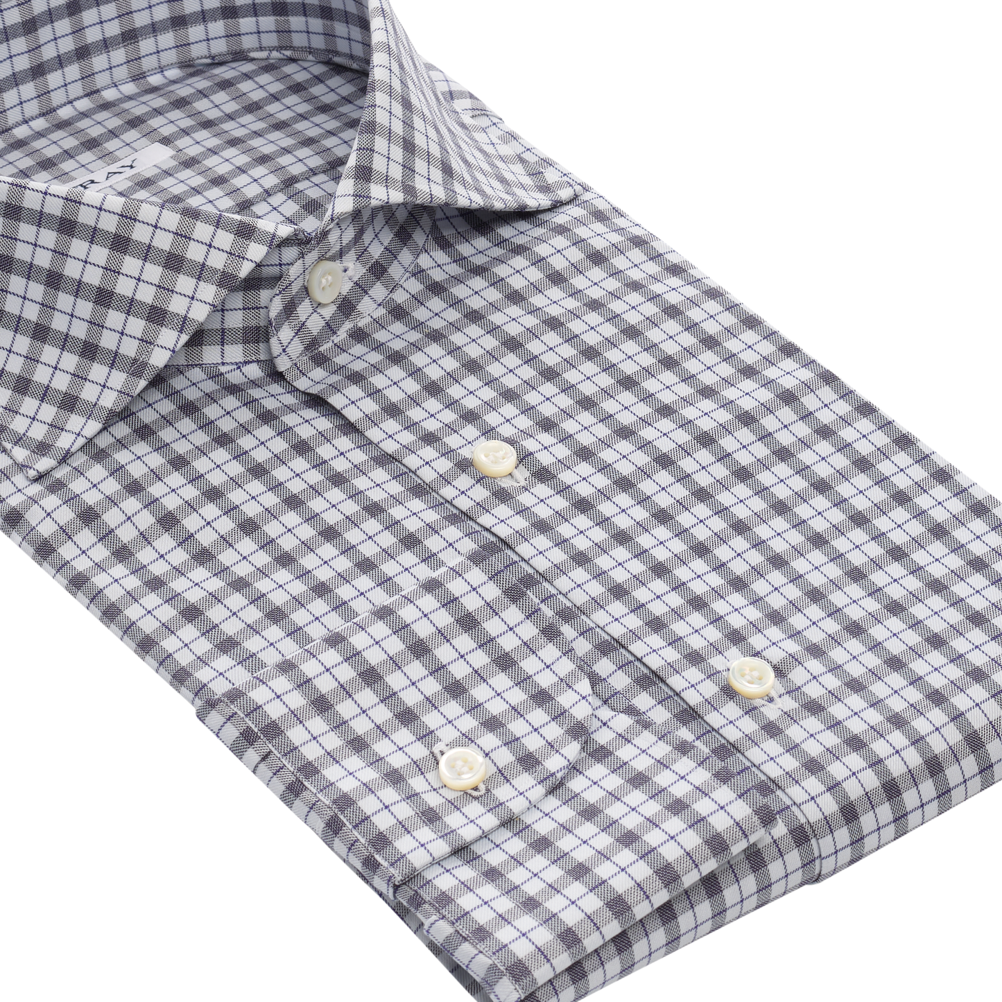 Fray Cotton Checked Shirt in White and Grey - SARTALE