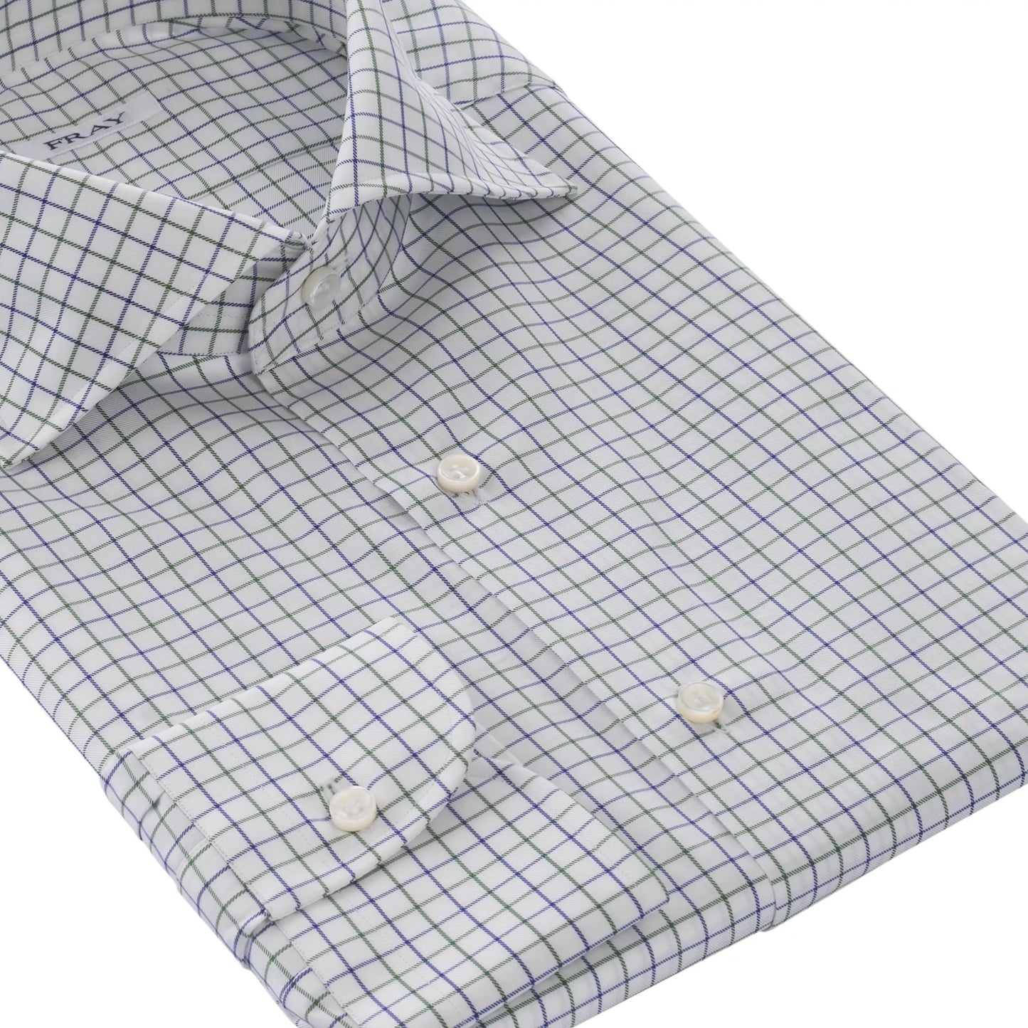 Checked White Shirt with Cutaway Collar