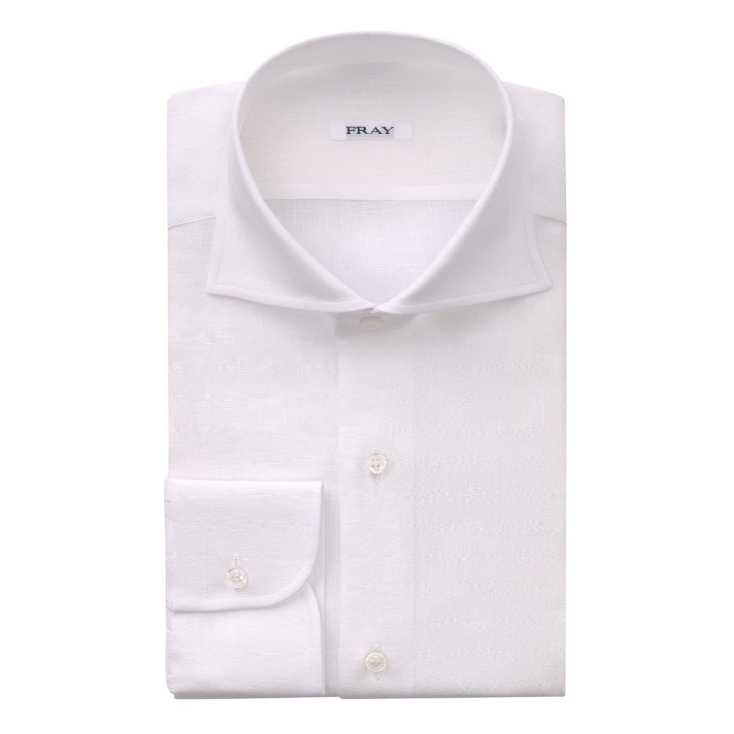 Fray Linen White Shirt with Round French Cuff - SARTALE