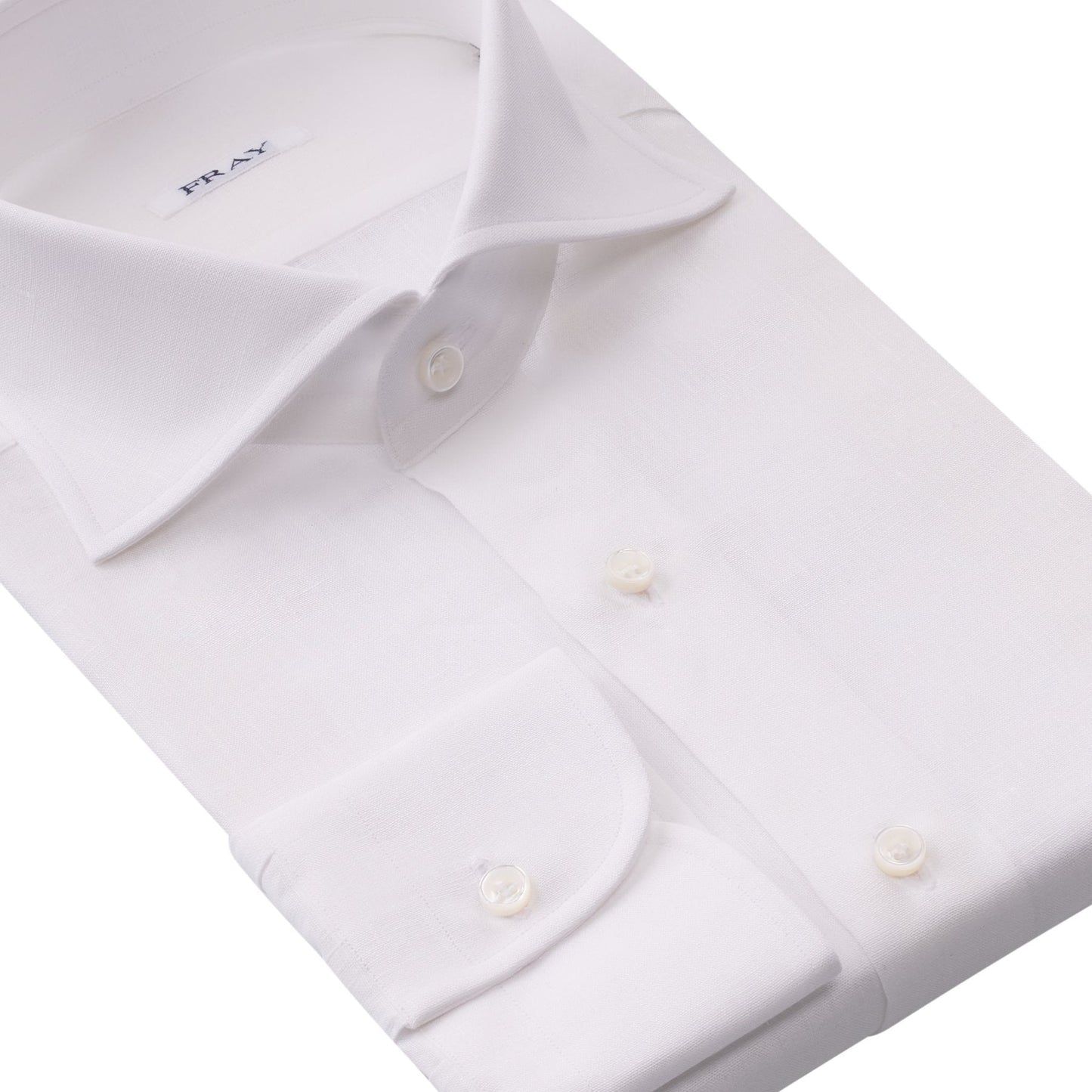 Fray Linen White Shirt with Round French Cuff - SARTALE