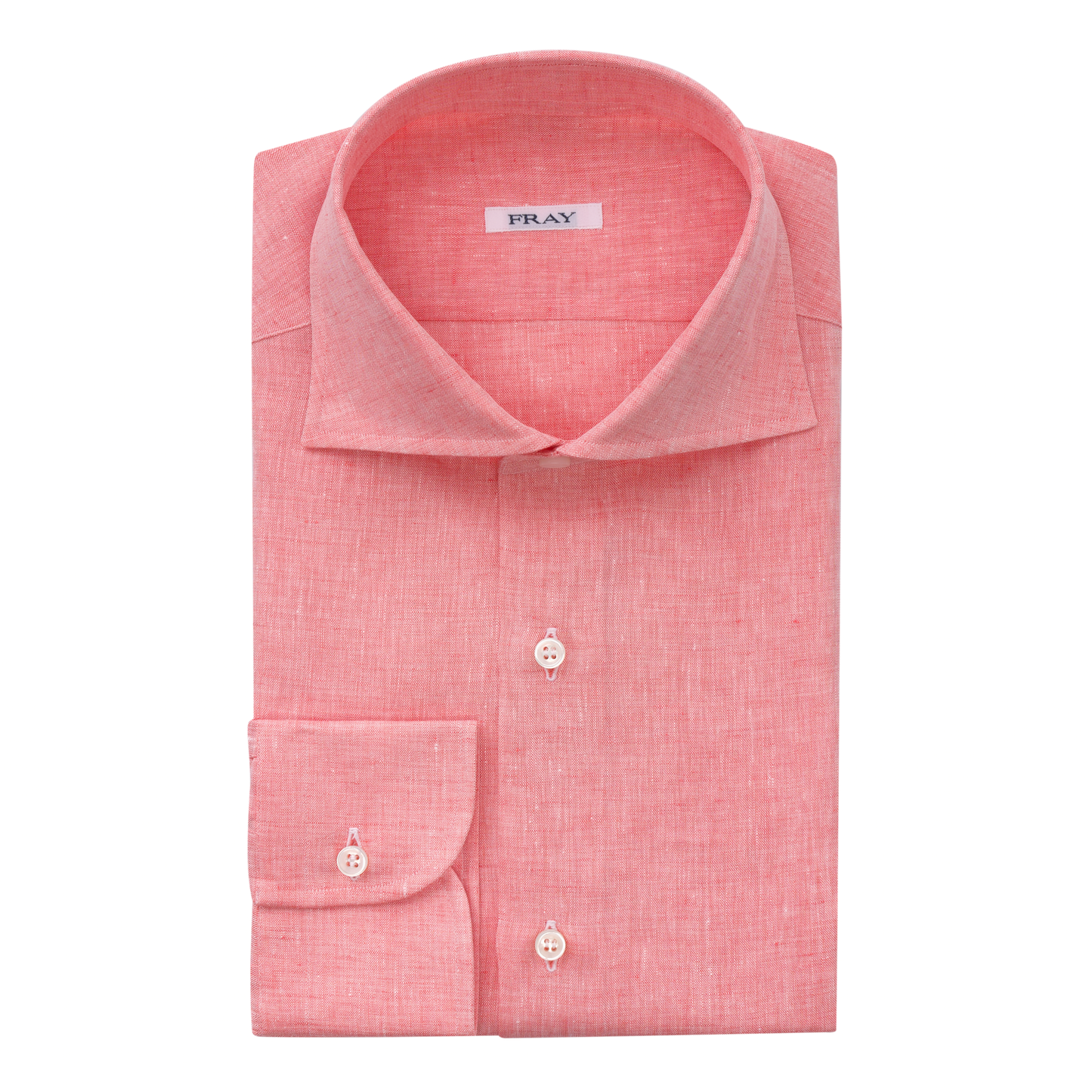 Fray Linen Shirt with Round French Cuff in Peach Orange - SARTALE