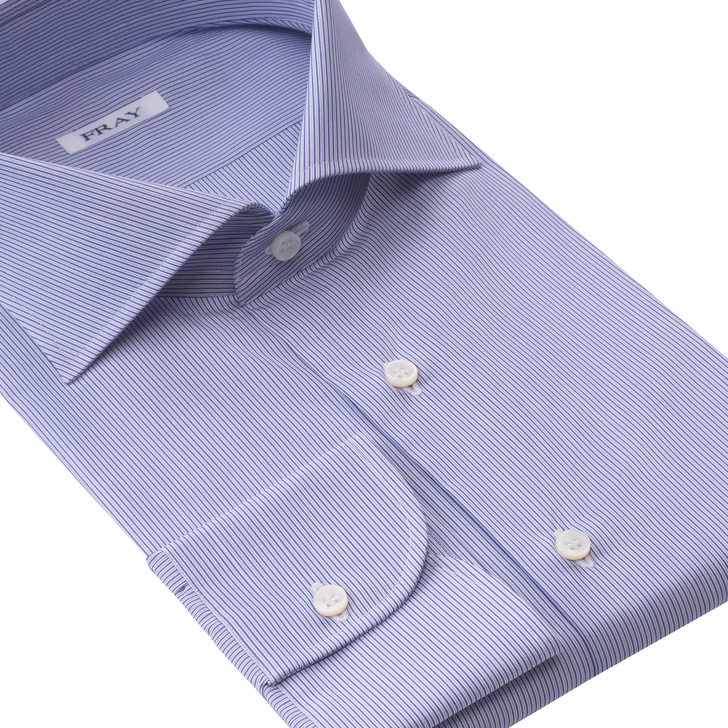 Fray Pinstriped Cotton Shirt in White and Dark Blue - SARTALE