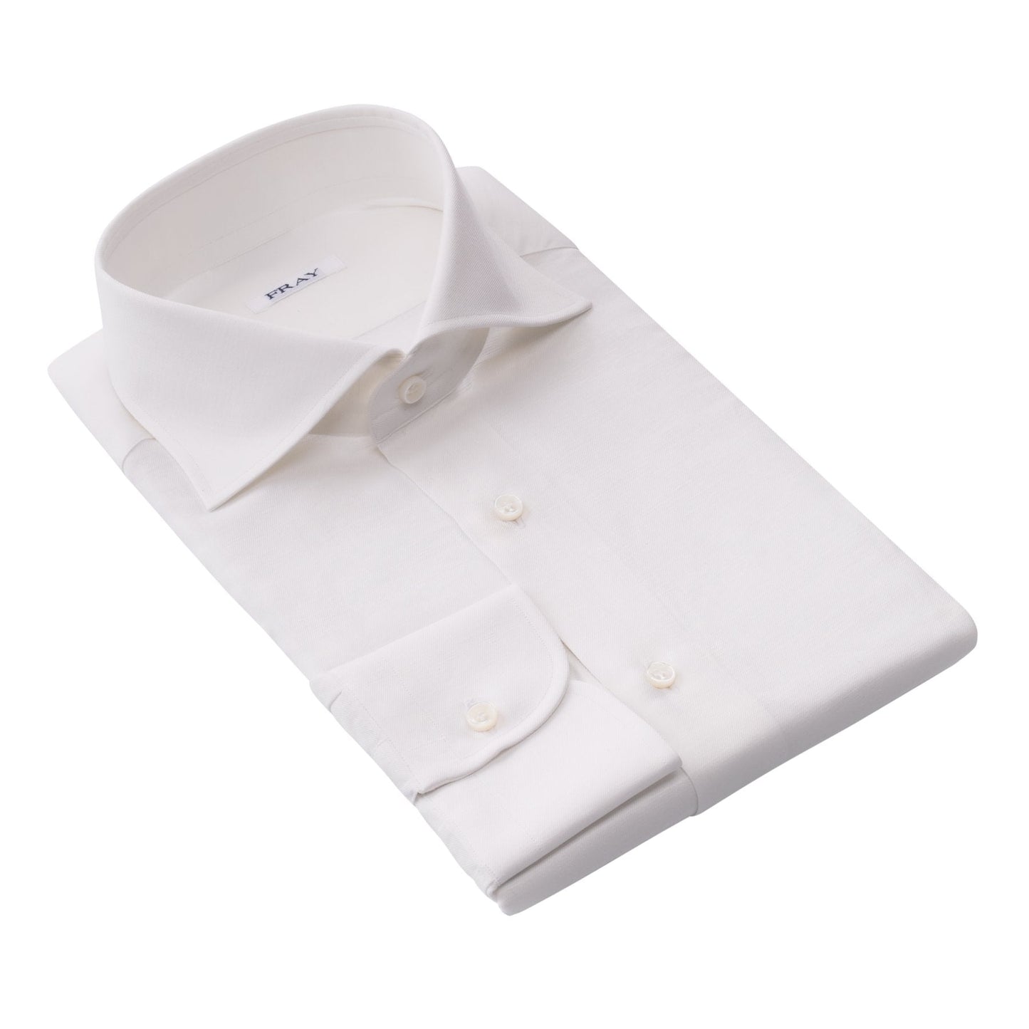 Fray Cotton and Hemp-Blend White Shirt with Round French Cuff - SARTALE