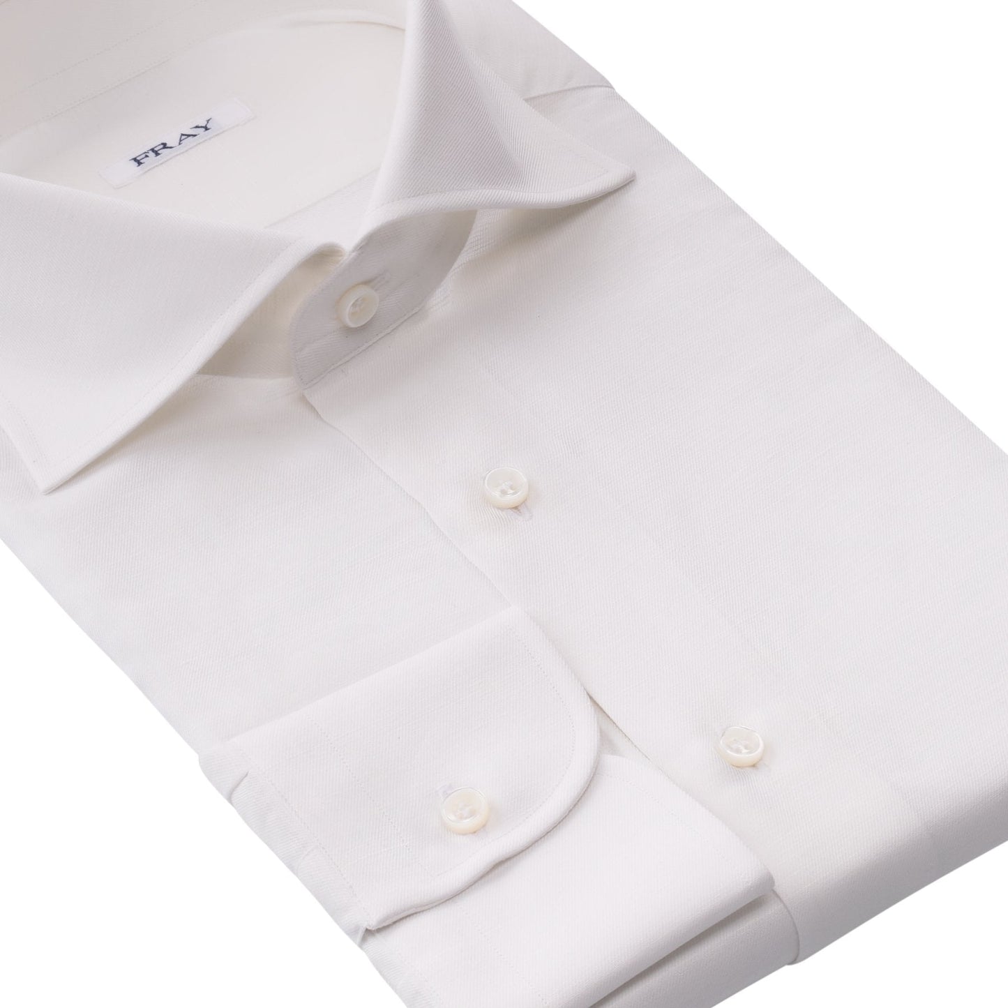Fray Cotton and Hemp-Blend White Shirt with Round French Cuff - SARTALE