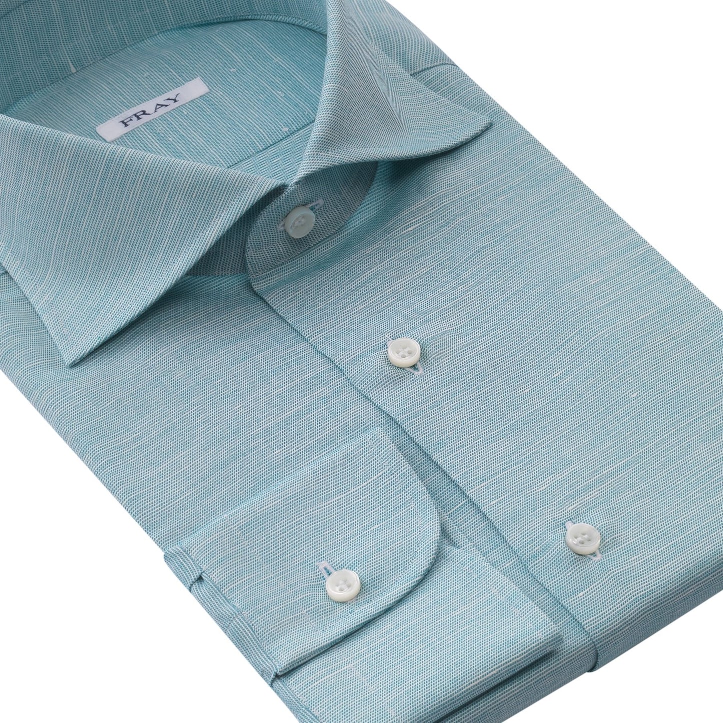 Fray Cotton and Hemp-Blend Ocean Blue Shirt with Round French Cuff - SARTALE