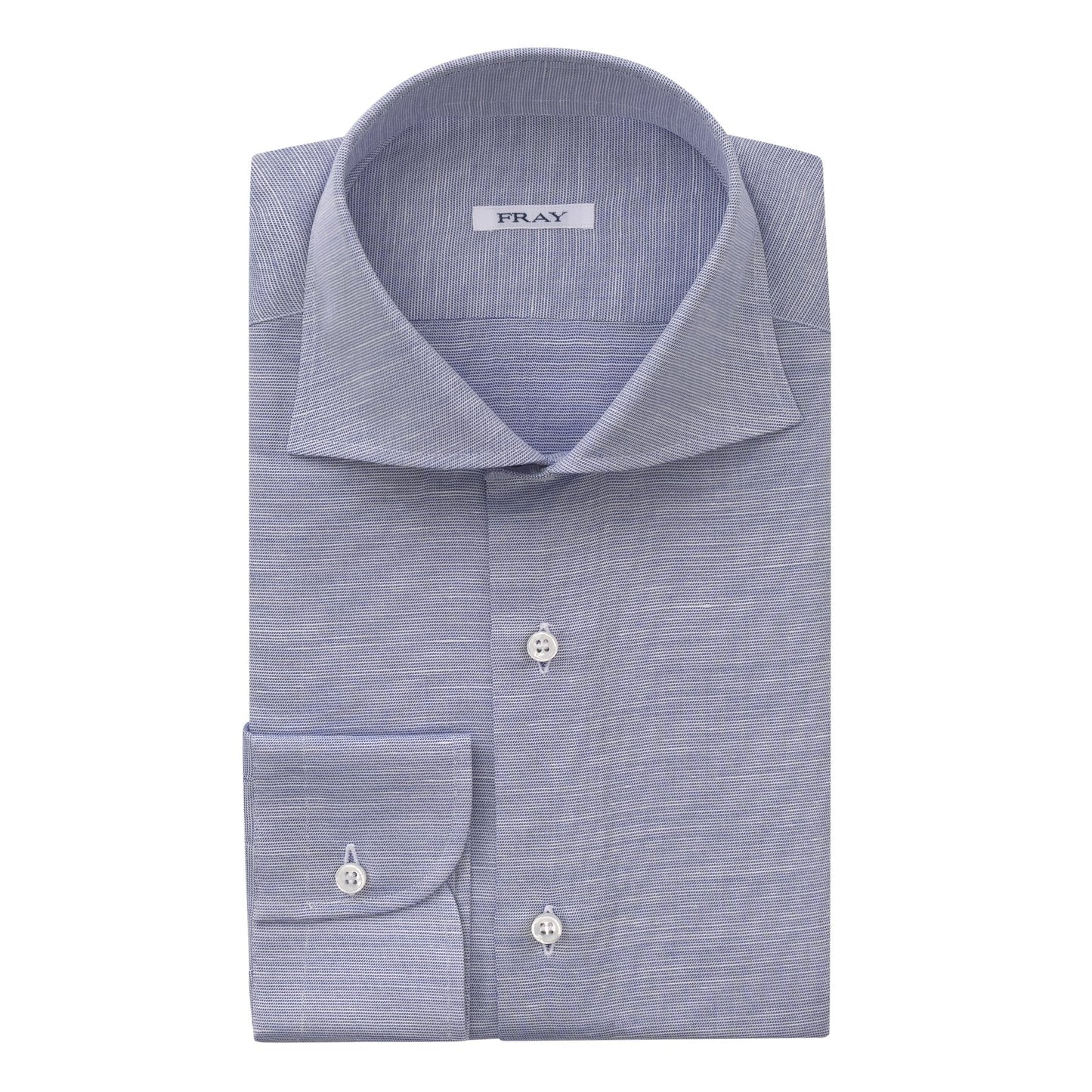 Fray Cotton and Hemp-Blend Blue Shirt with Round French Cuff - SARTALE