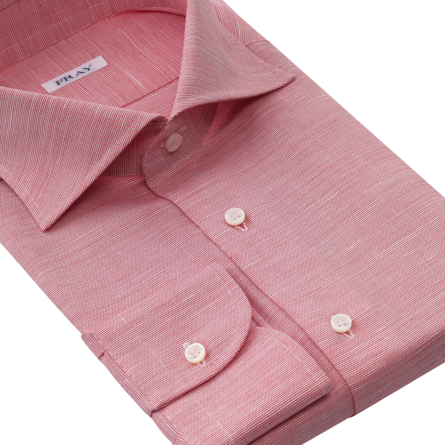 Fray Cotton and Hemp-Blend Pink Shirt with Round French Cuff - SARTALE