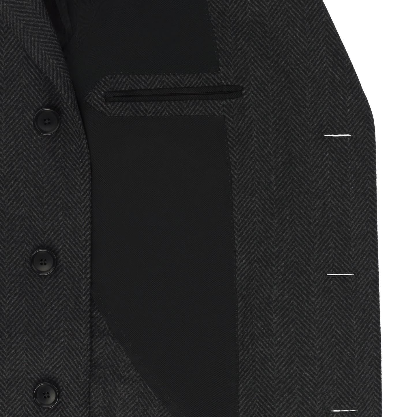 De Petrillo Single-Breasted Herringbone Wool Coat in Dark Grey. Exclusively Made for Sartale - SARTALE