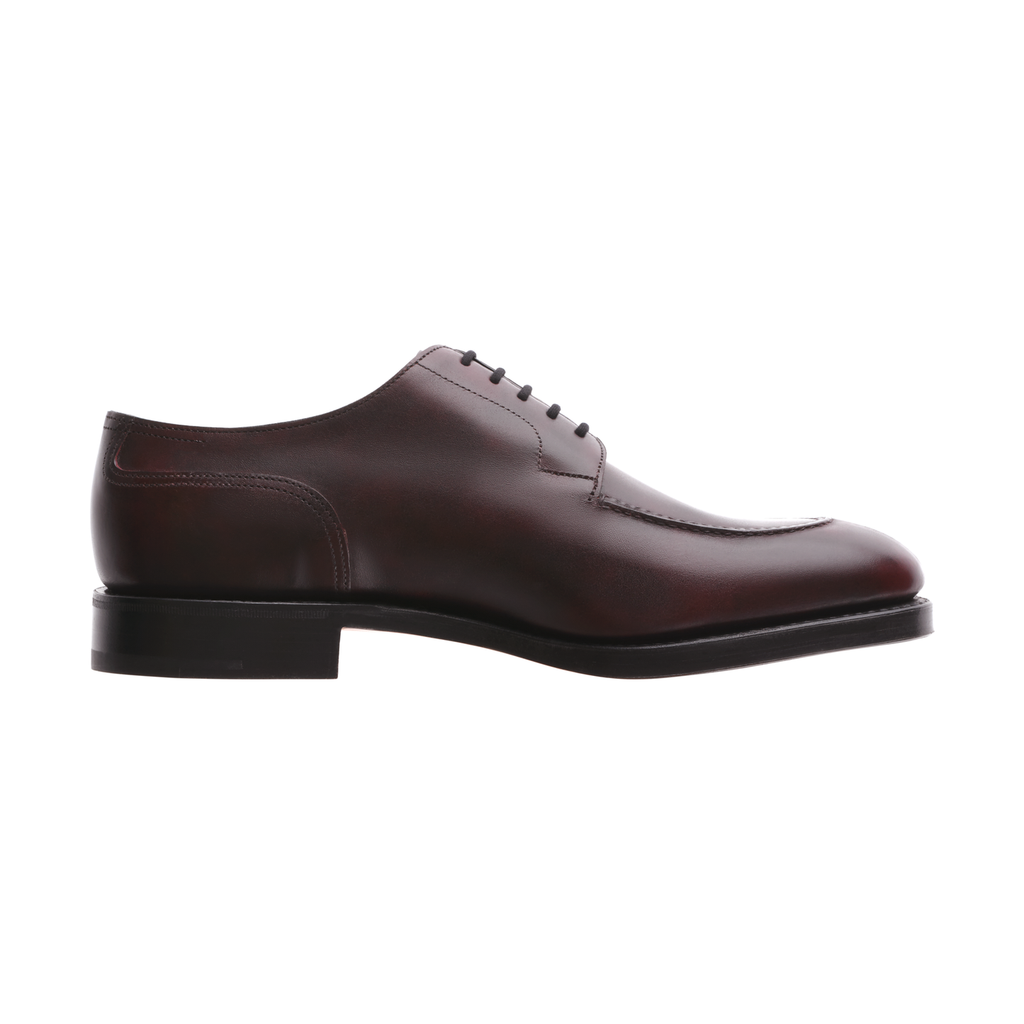 John Lobb "Harlyn" Five-Eyelet Leather Derby Shoes with Hand-Stitched Apron in Plum Red - SARTALE