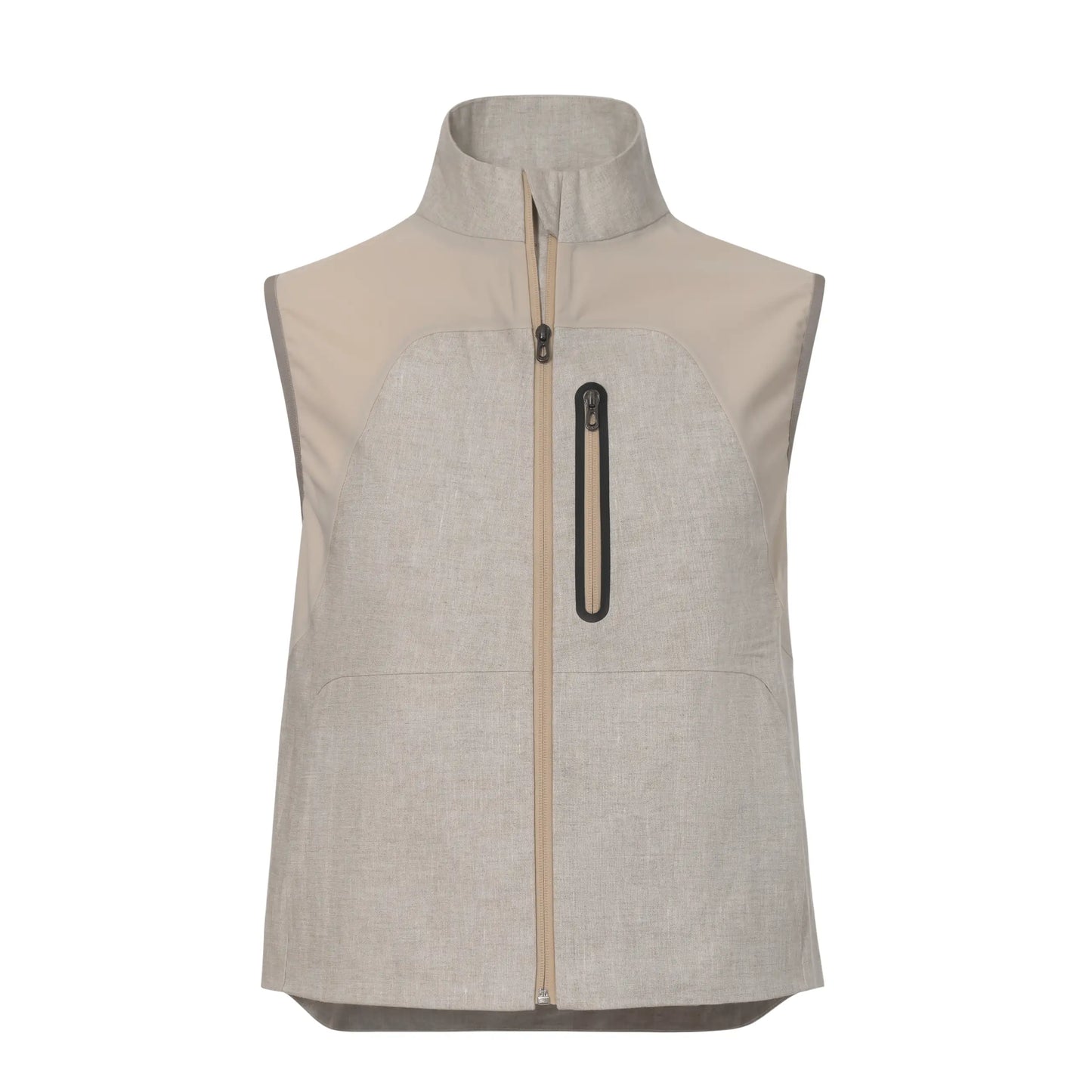 V-8 3 Layers Linen Vest in Beige