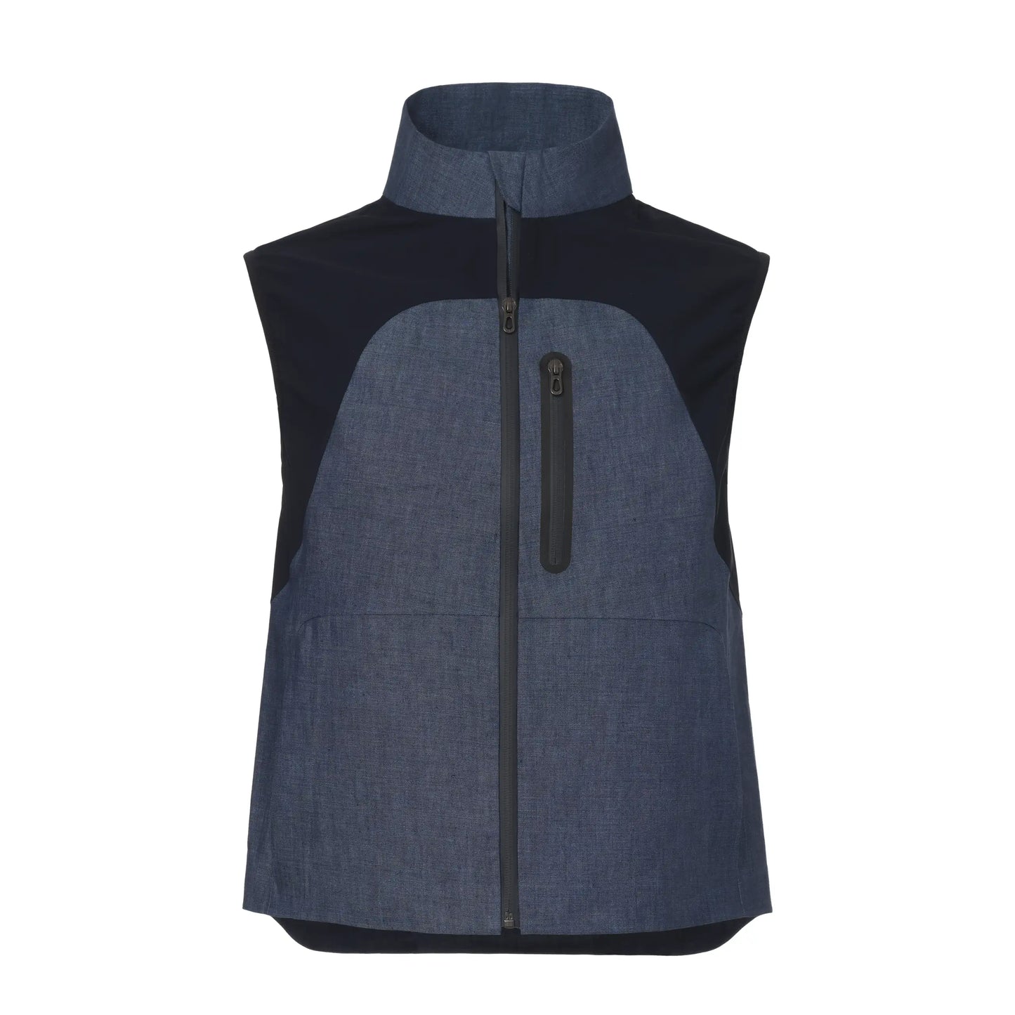 V-8 3 Layers Linen Vest in Mid Blue