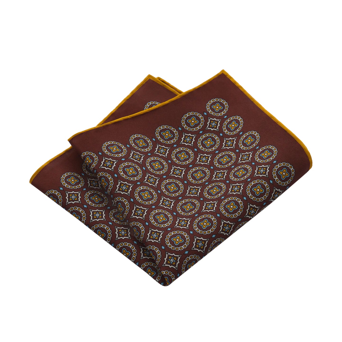 Printed Silk Pocket Square in Hazelnut