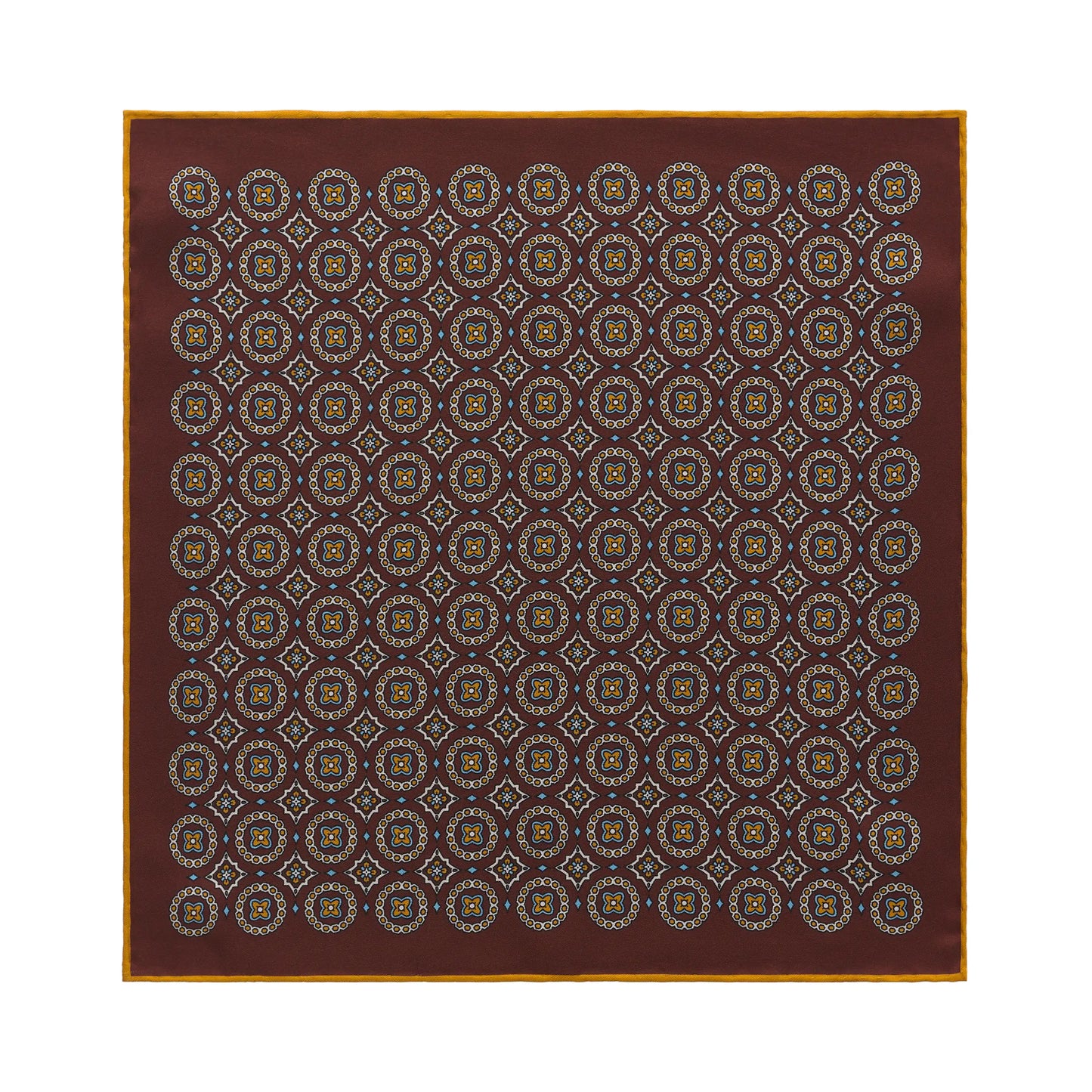 Printed Silk Pocket Square in Hazelnut