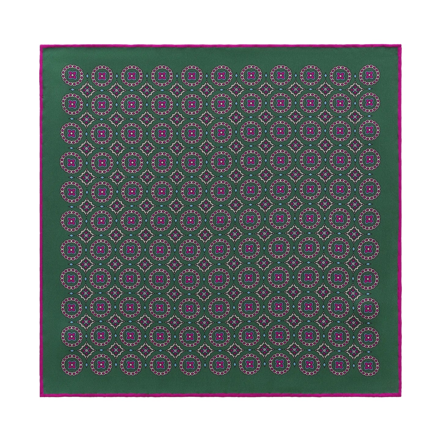 Printed Silk Pocket Square in Green