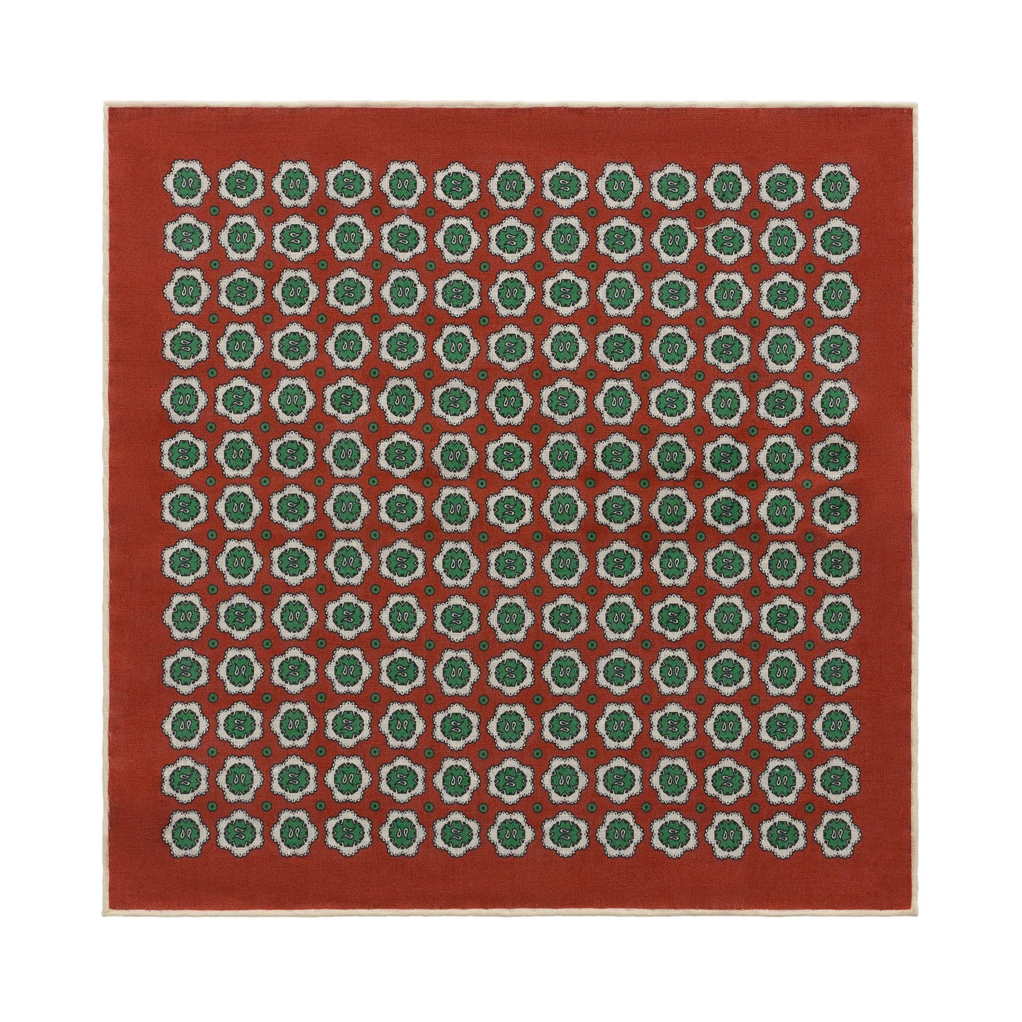 Printed Linen Pocket Square in Red