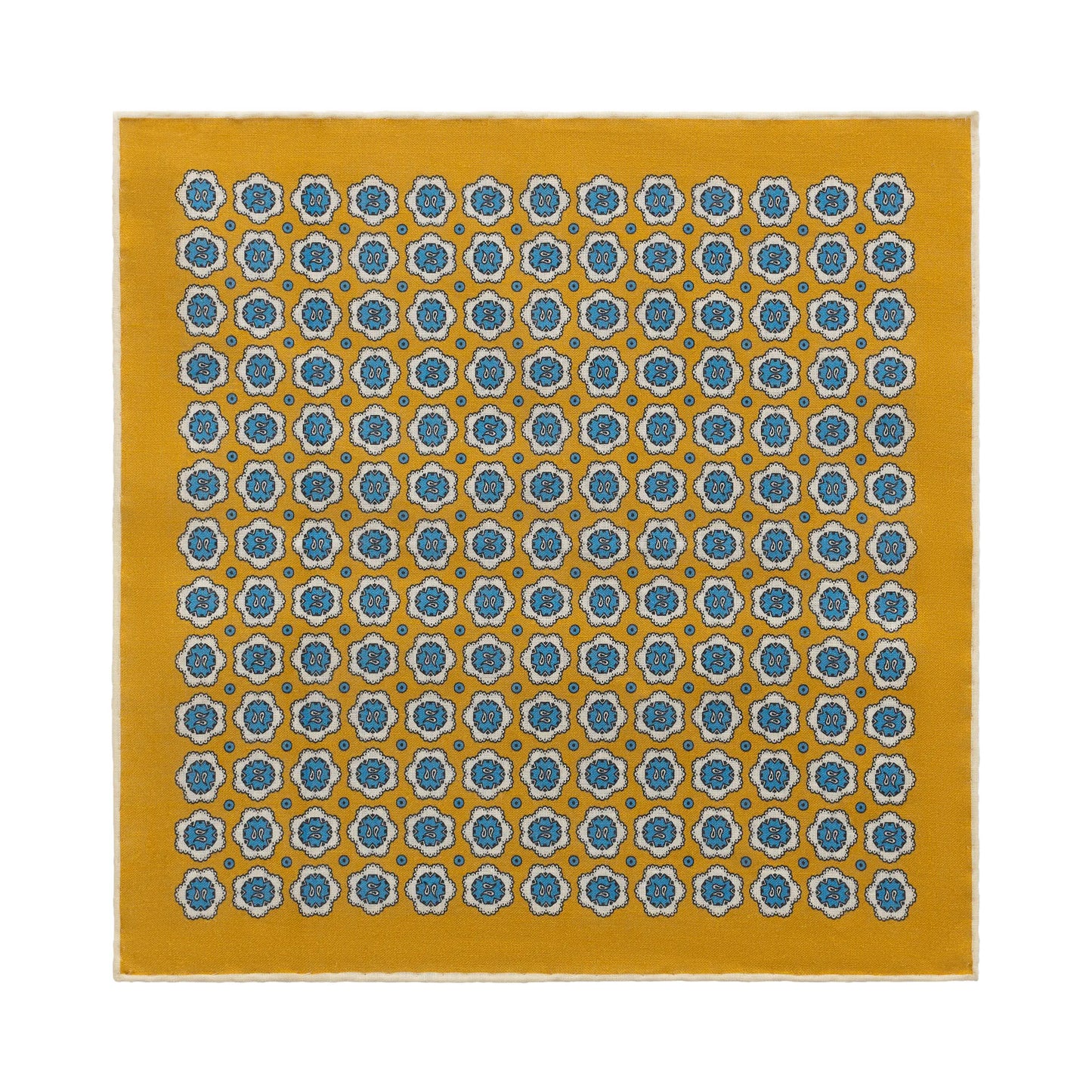 Printed Linen Pocket Square in Yellow