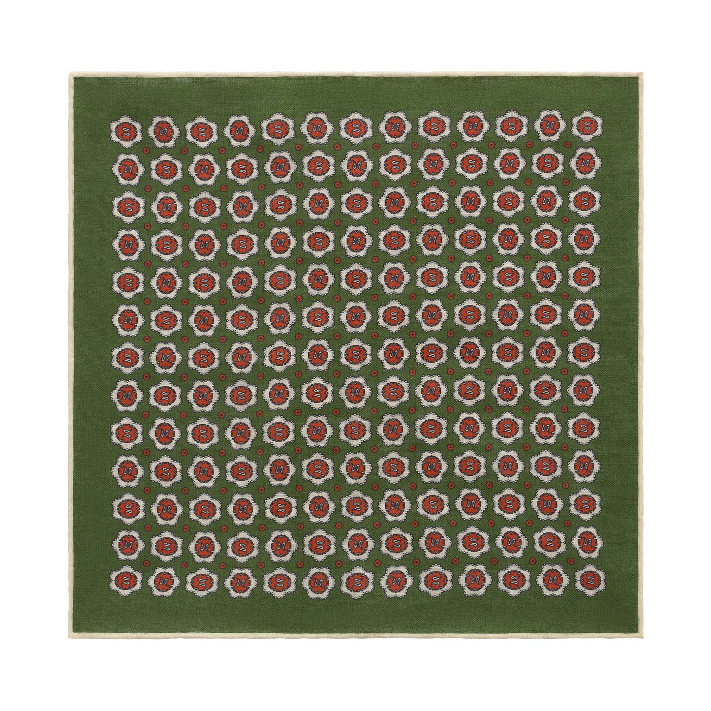 Printed Linen Pocket Square in Green