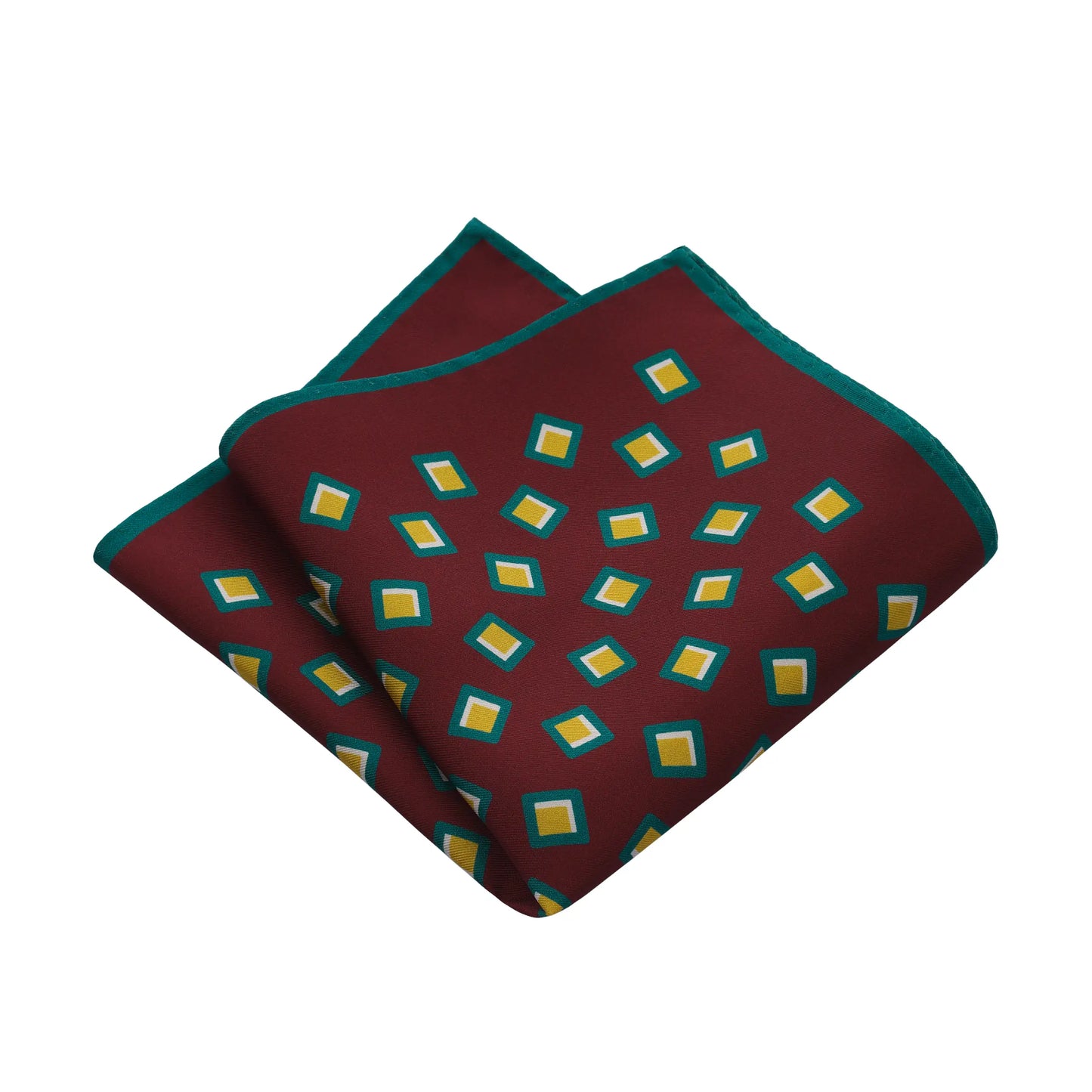 Printed Silk Burgundy Pocket Square