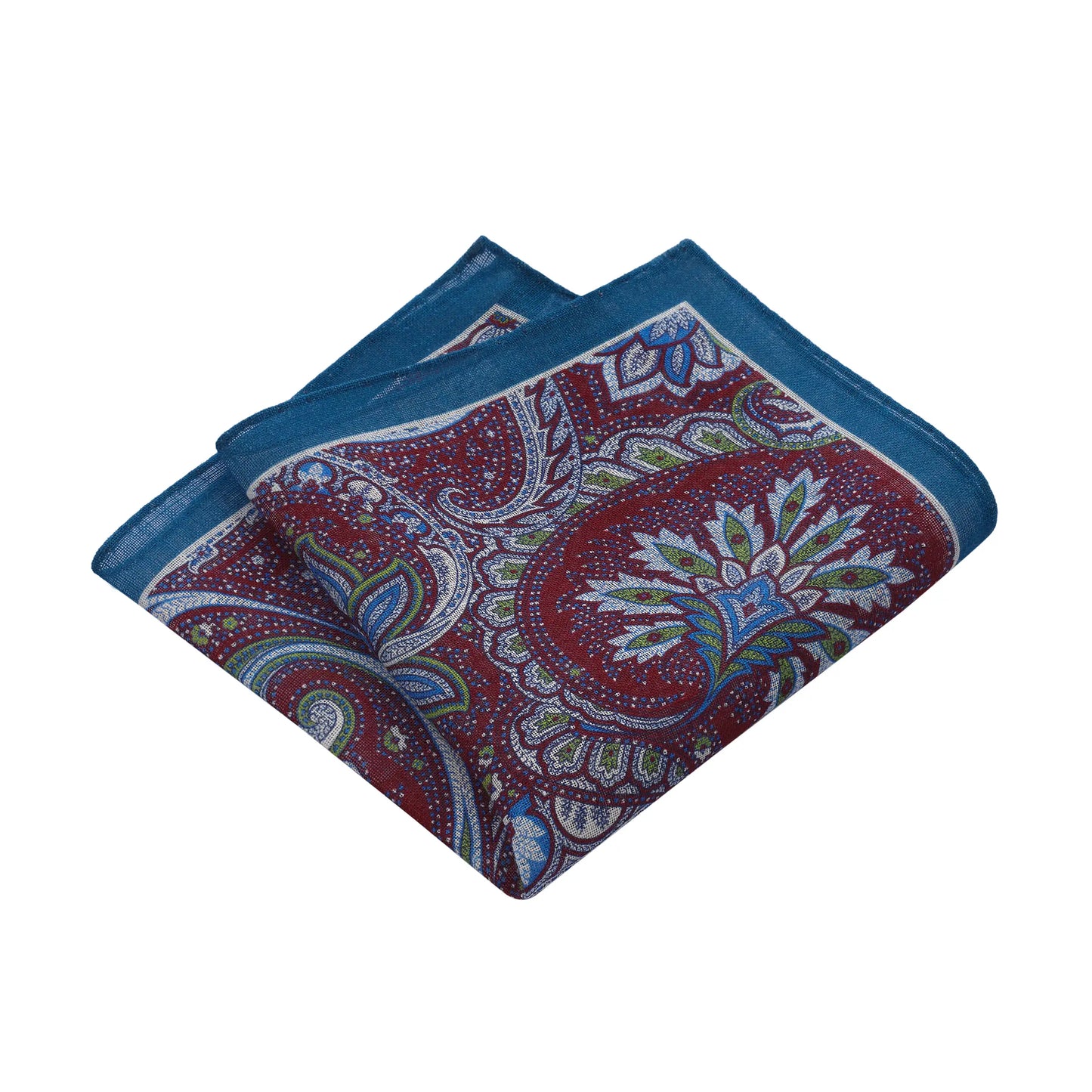 Printed Linen Pocket Square in Blue